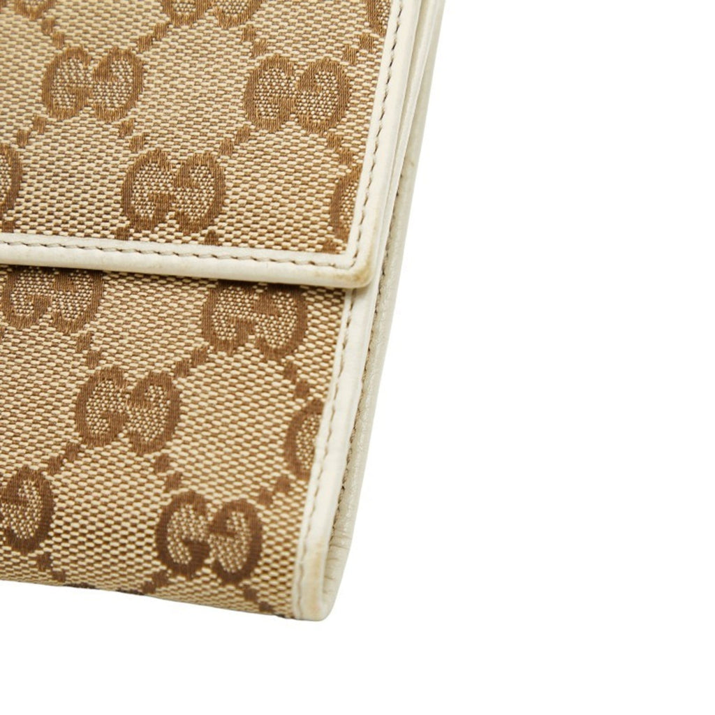 Gucci Beige Ivory Canvas Leather Wallet (Bi-Fold) (Pre-Owned)