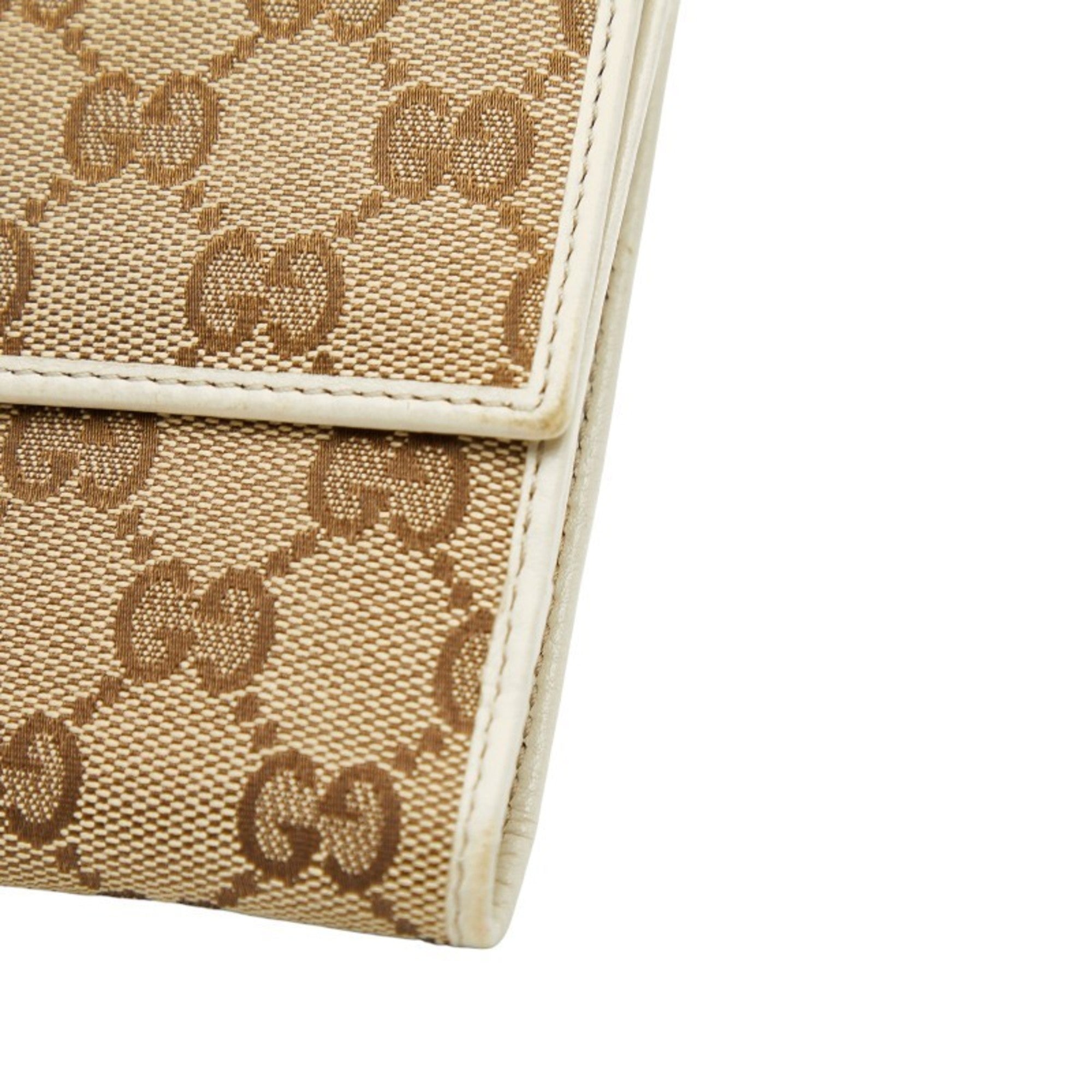 Gucci Beige Ivory Canvas Leather Wallet (Bi-Fold) (Pre-Owned)