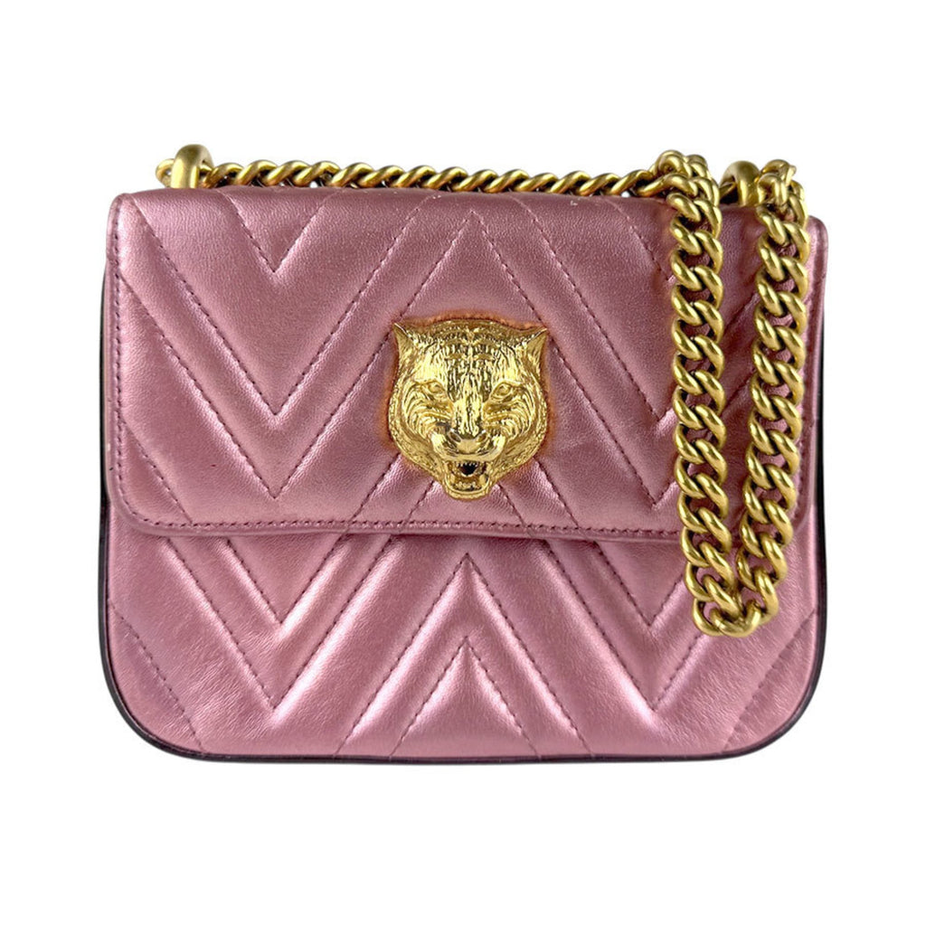 Gucci Metallic Pink Leather Shoulder Bag (Pre-Owned)