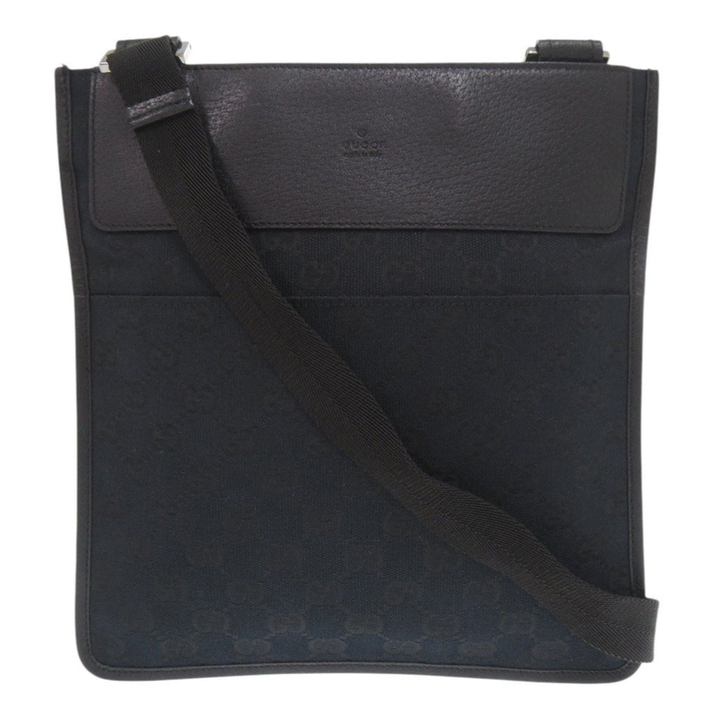 Gucci Black Gg Canvas Leather Shoulder Bag (Pre-Owned)