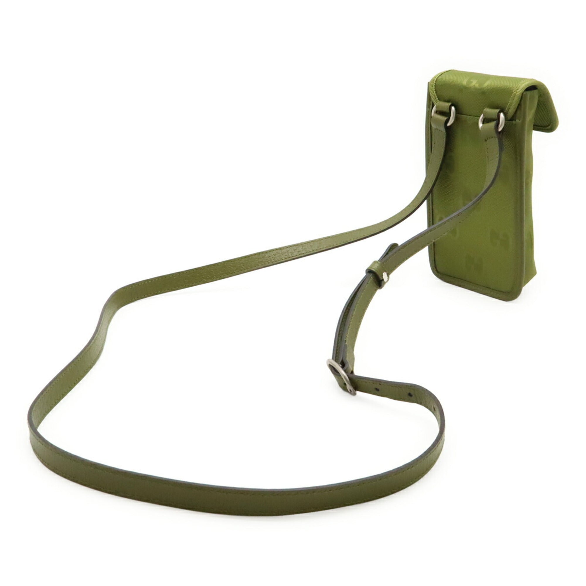 Gucci Green Khaki Nylon Canvas Leather Shoulder Bag (Pre-Owned)