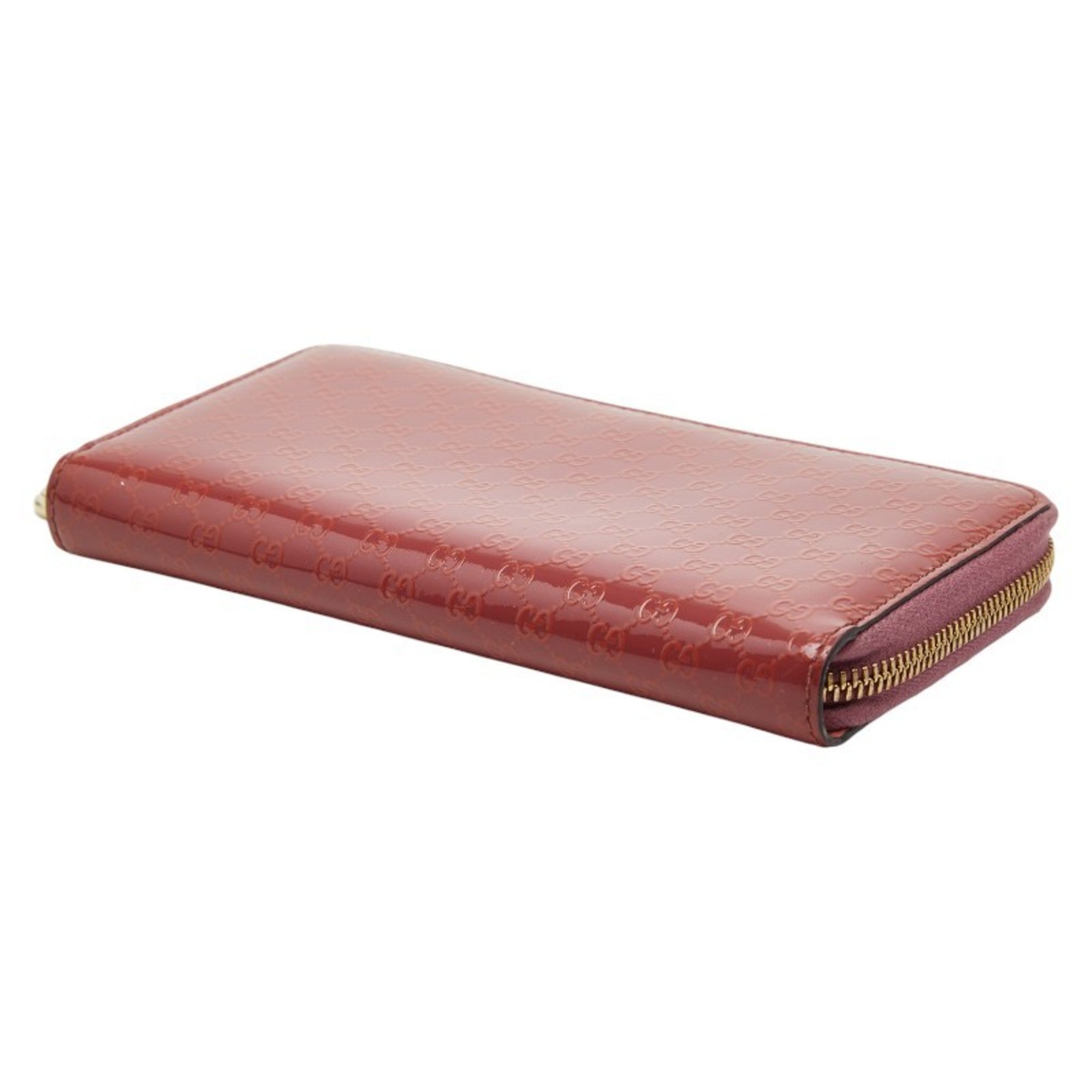 Gucci Pink Red Color Leather Long Wallet (Bi-Fold) (Pre-Owned)
