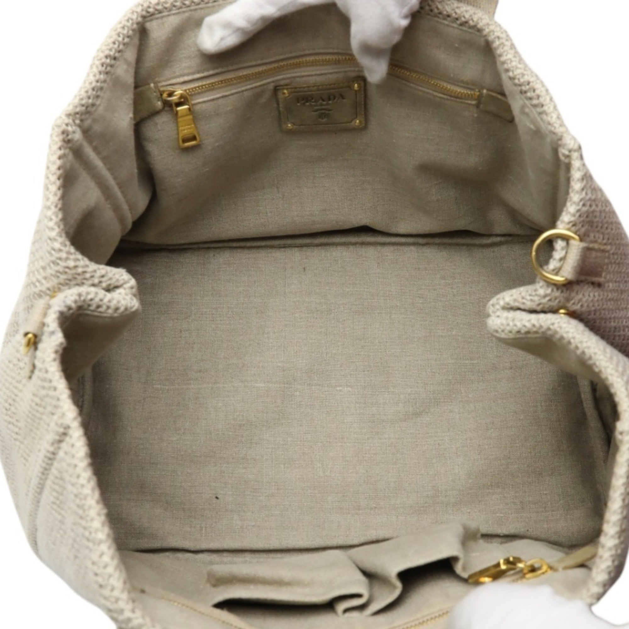 Prada Beige Canvas Tote Bag (Pre-Owned)