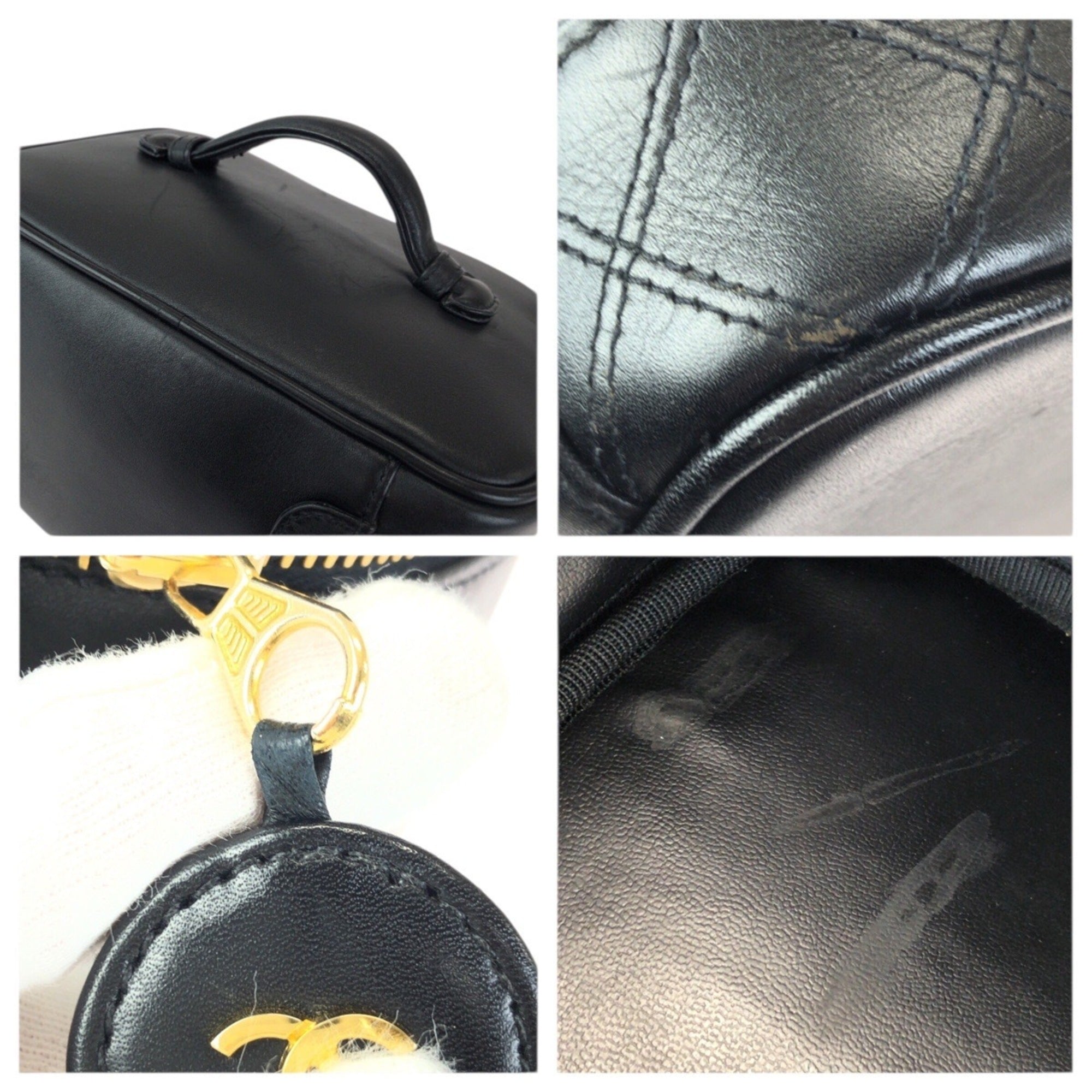 Chanel Black Leather Pouch Vanity Bag (Pre-Owned)