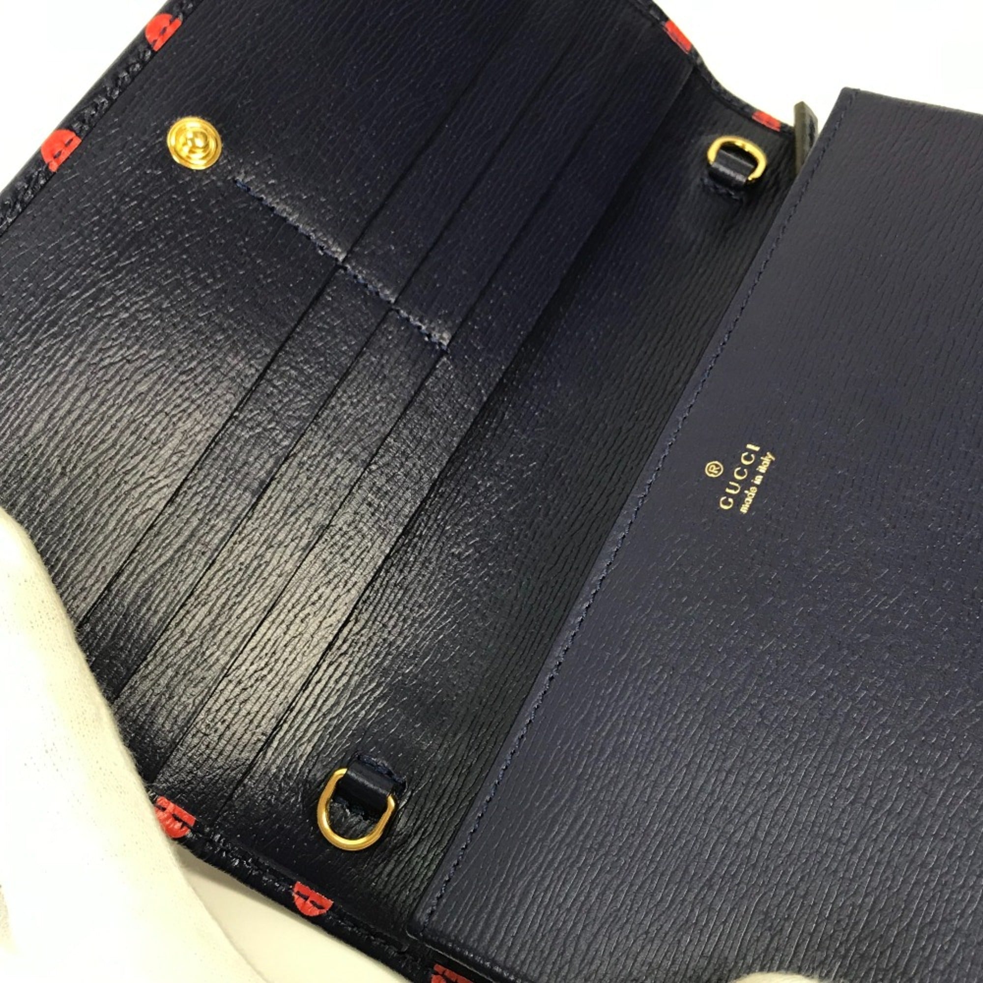 Gucci Navy Leather Long Wallet (Bi-Fold) (Pre-Owned)