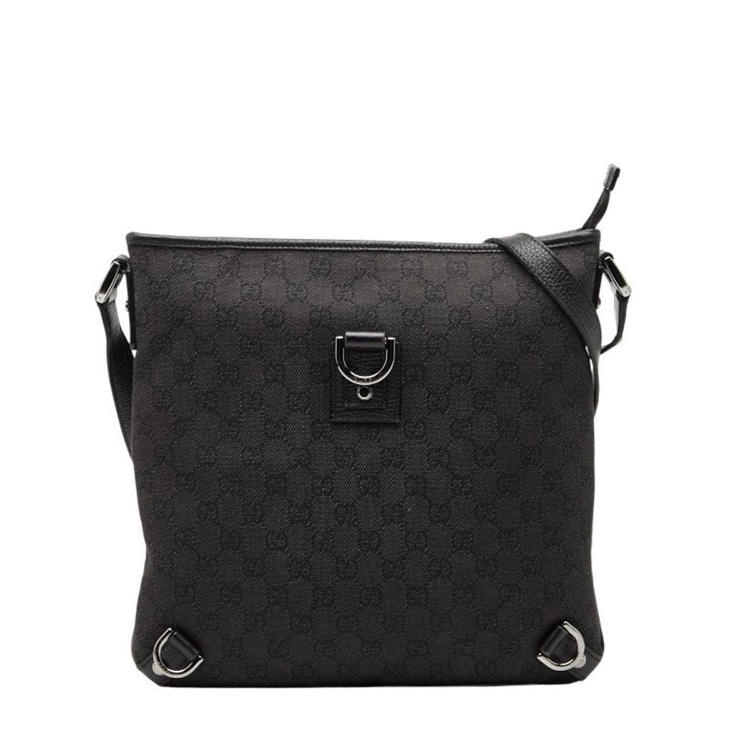 Gucci Black Canvas Leather Shoulder Bag (Pre-Owned)