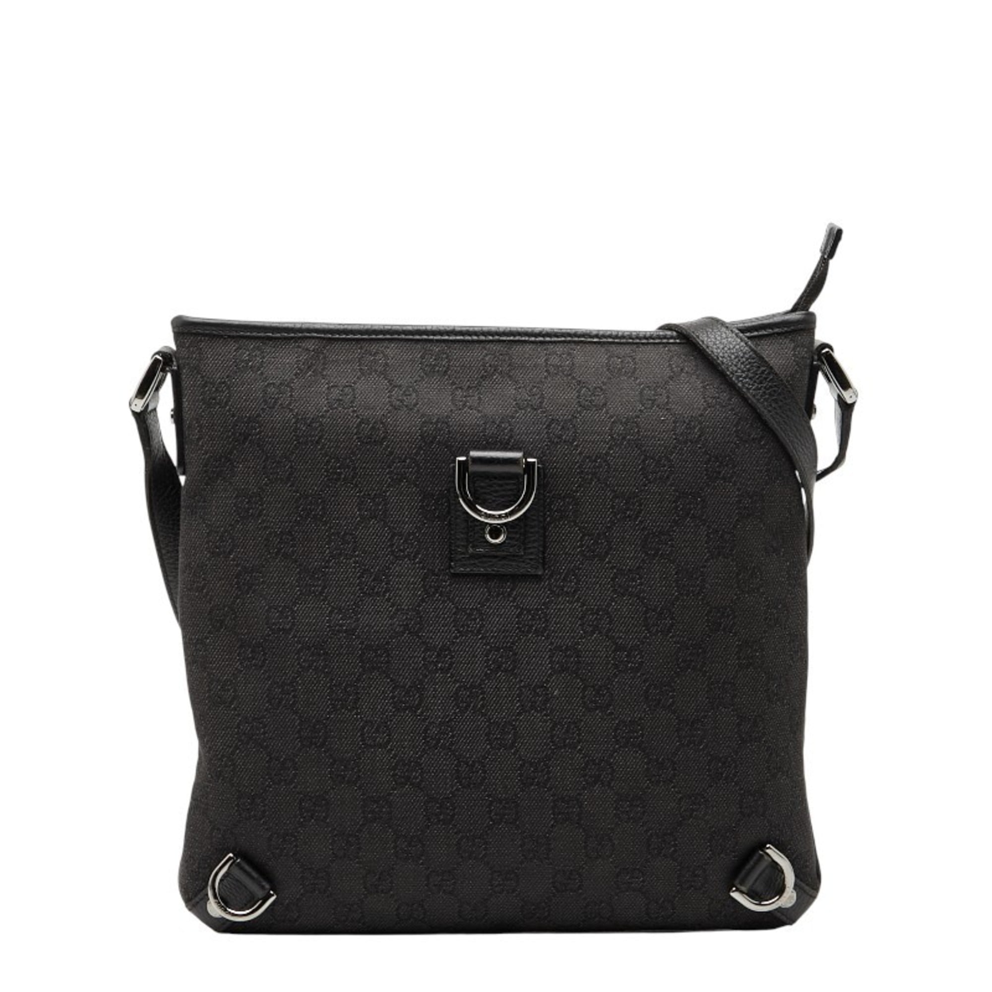 Gucci Black Canvas Leather Shoulder Bag (Pre-Owned)