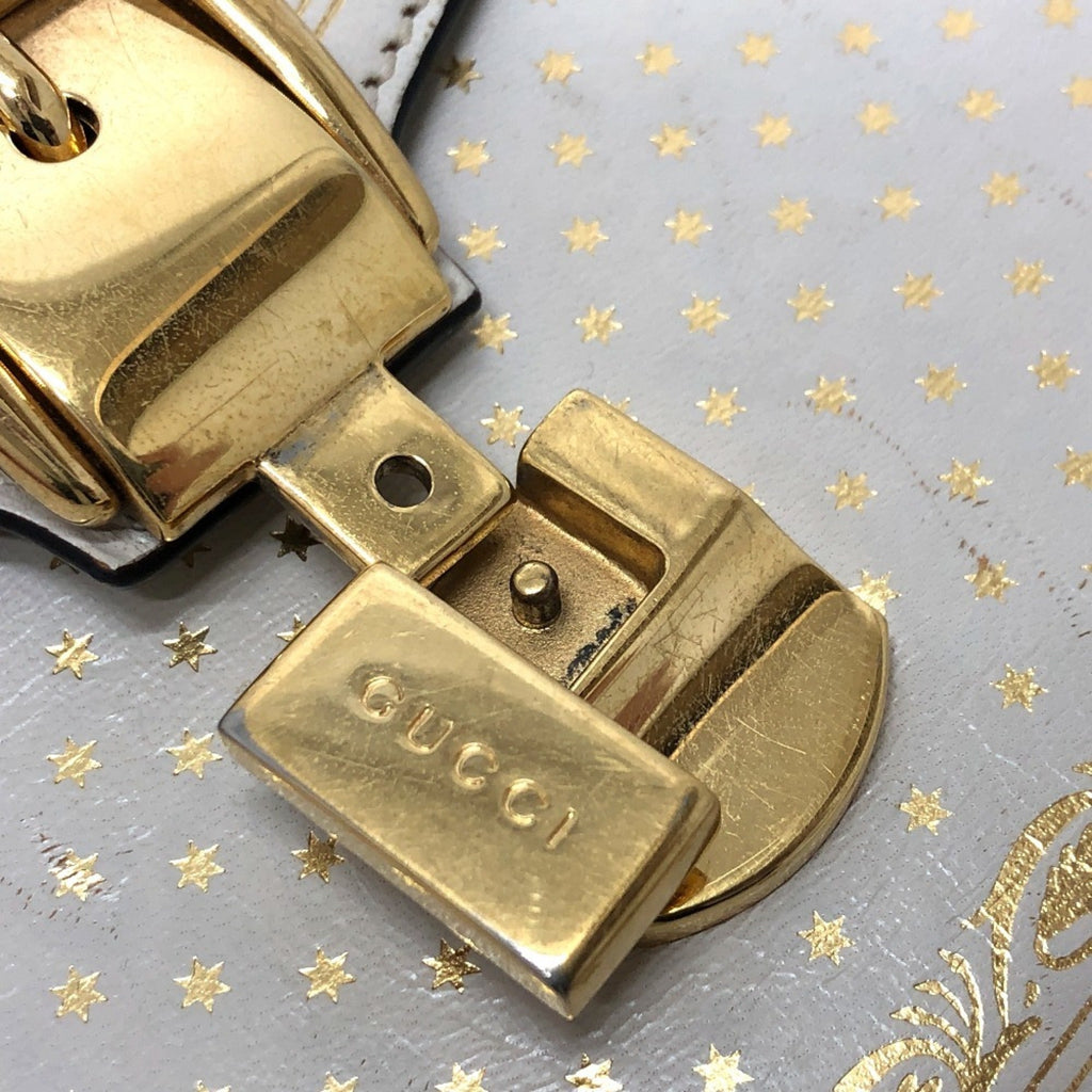 Gucci Blue White Leather Handbag Shoulder Bag (Pre-Owned)