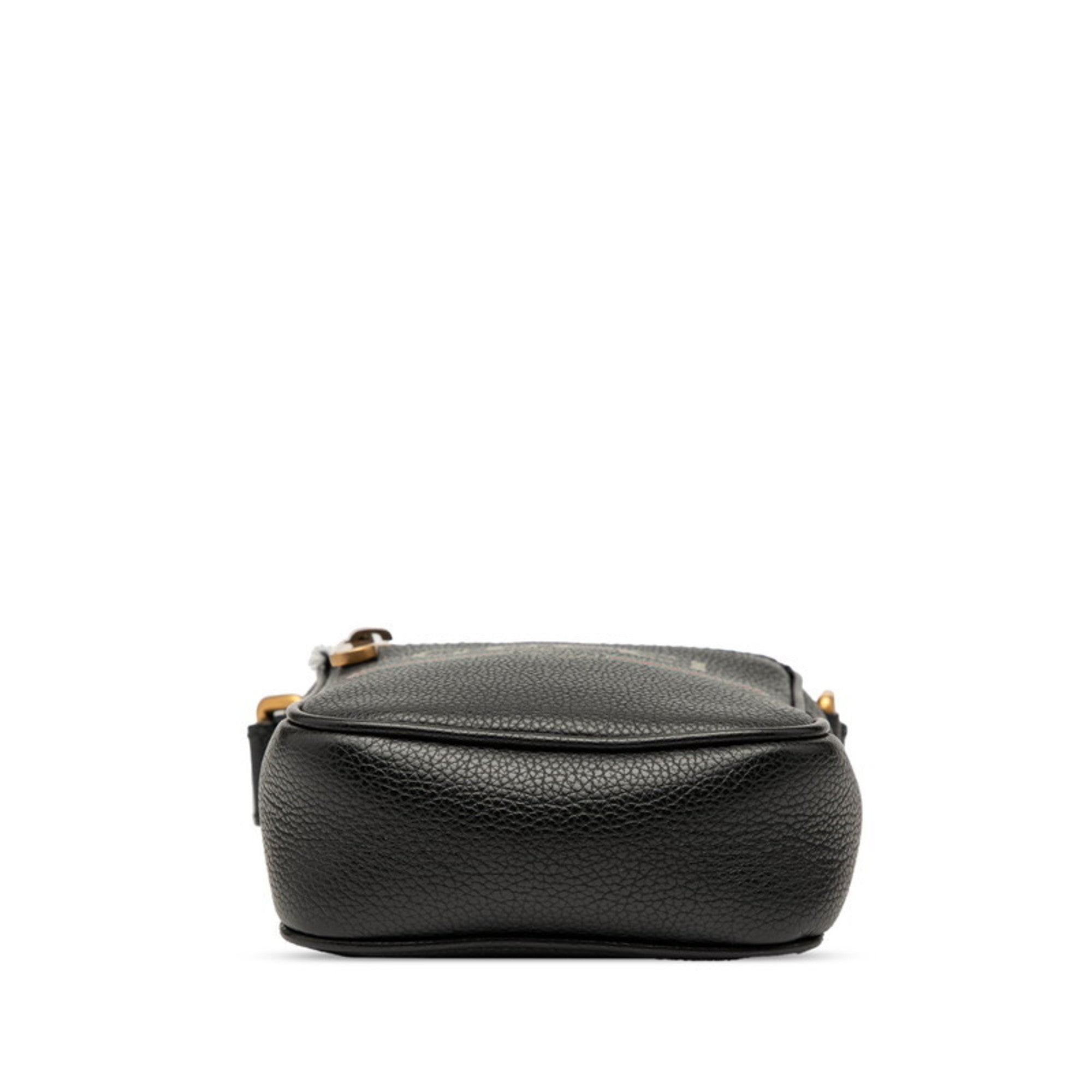Gucci Black Multi-Color Leather Shoulder Bag (Pre-Owned)