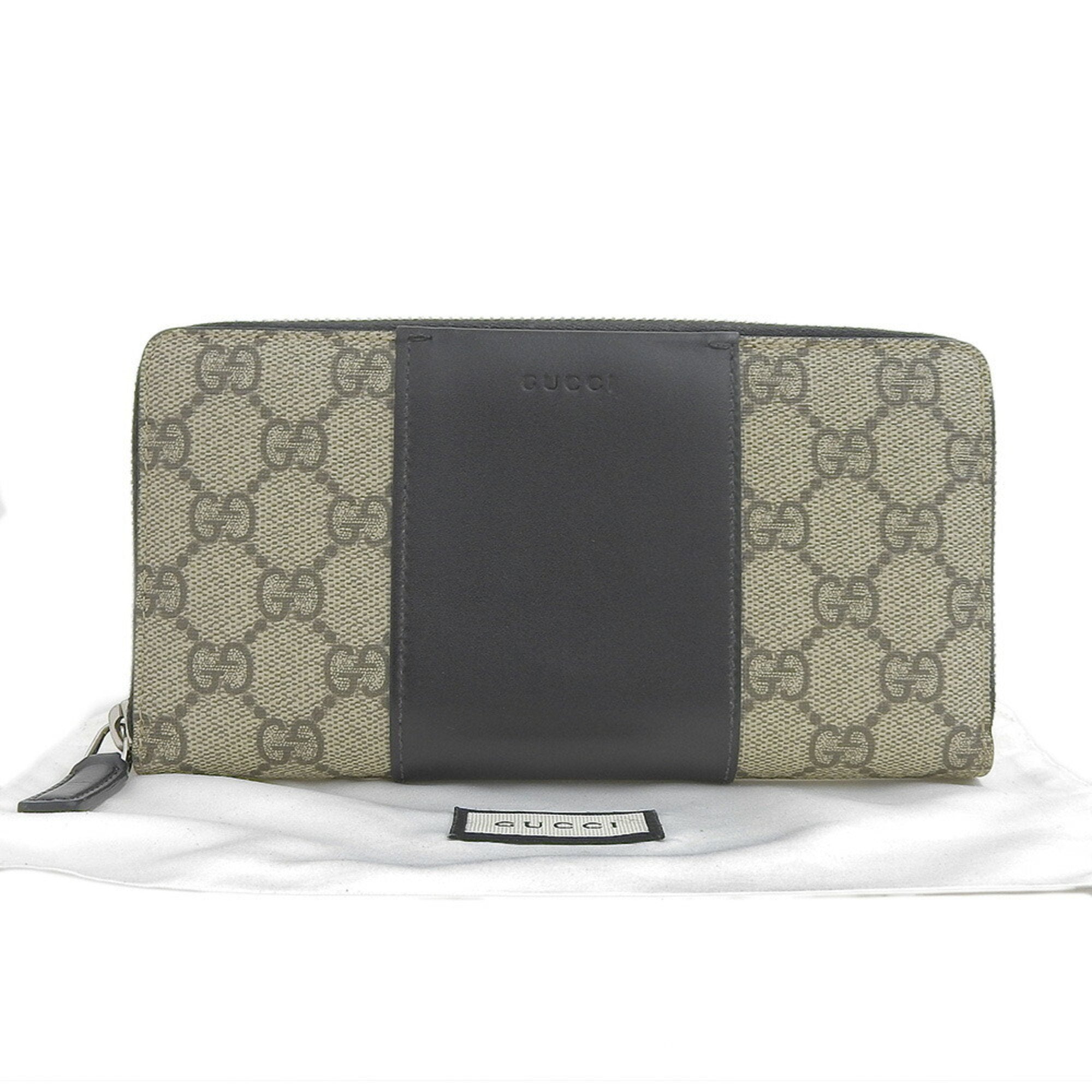 Gucci Beige Black Gg Supreme Long Wallet (Bi-Fold) (Pre-Owned)