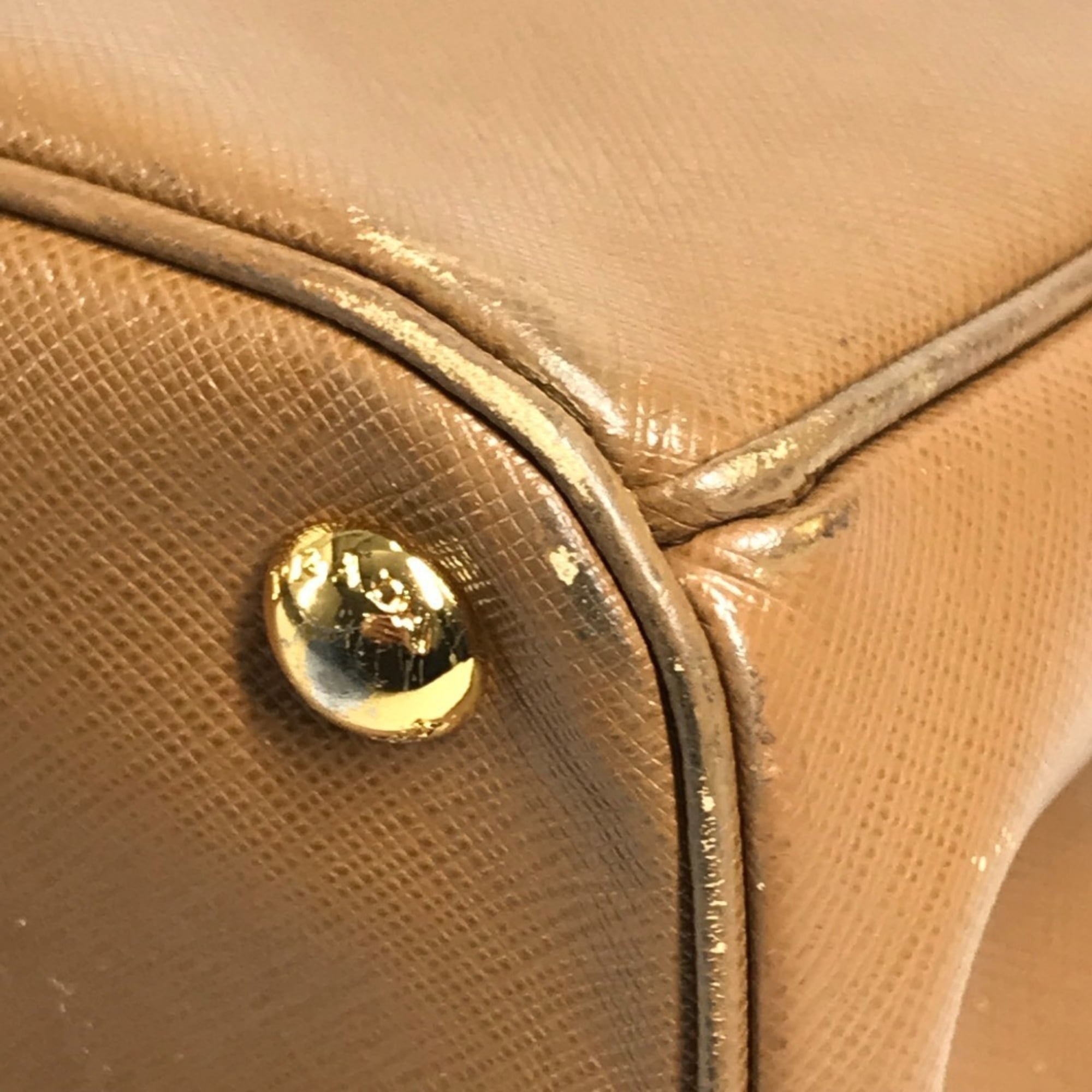 Prada Brown White Saffiano Handbag Tote Bag (Pre-Owned)