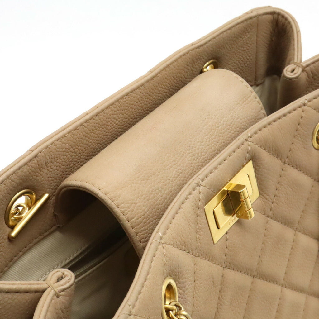 Chanel Beige Caviar Leather Shoulder Bag Tote Bag (Pre-Owned)