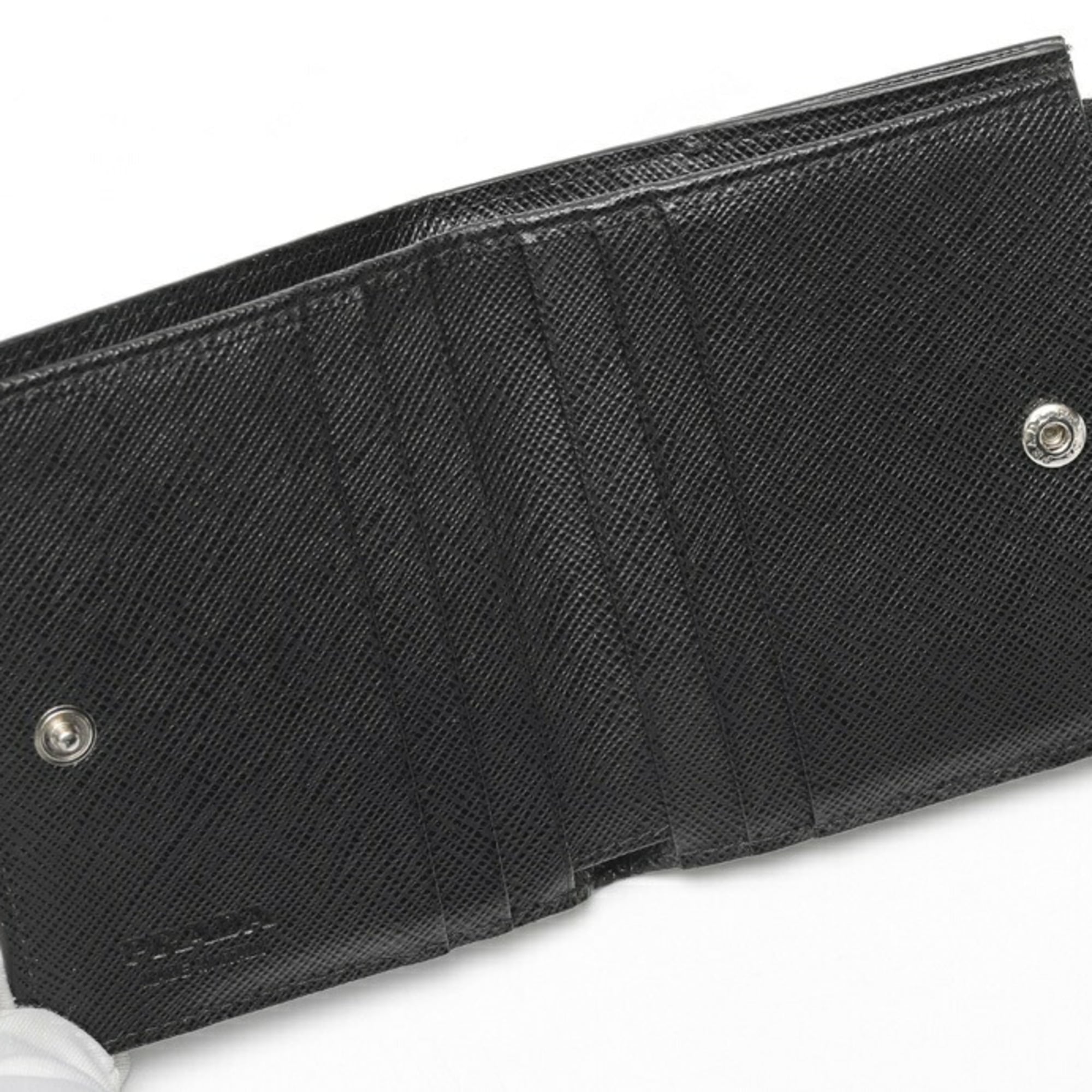 Prada Black Saffiano Triangle Wallet (Bi-Fold) (Pre-Owned)