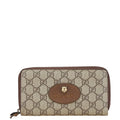 Gucci Beige Brown Pvc Leather Long Wallet (Bi-Fold) (Pre-Owned)