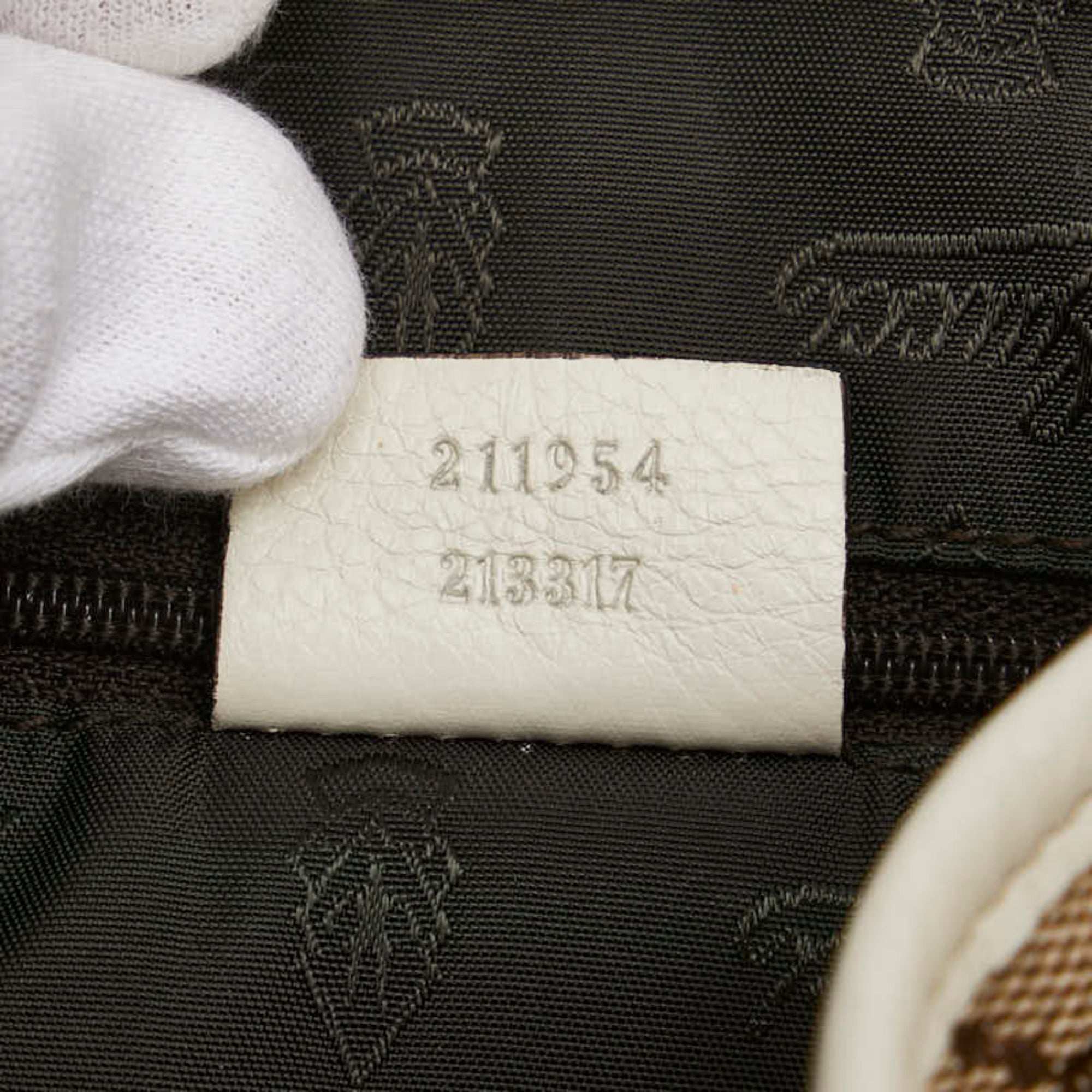 Gucci Gg Canvas Beige White Gg Canvas Leather Shoulder Bag Tote Bag (Pre-Owned)