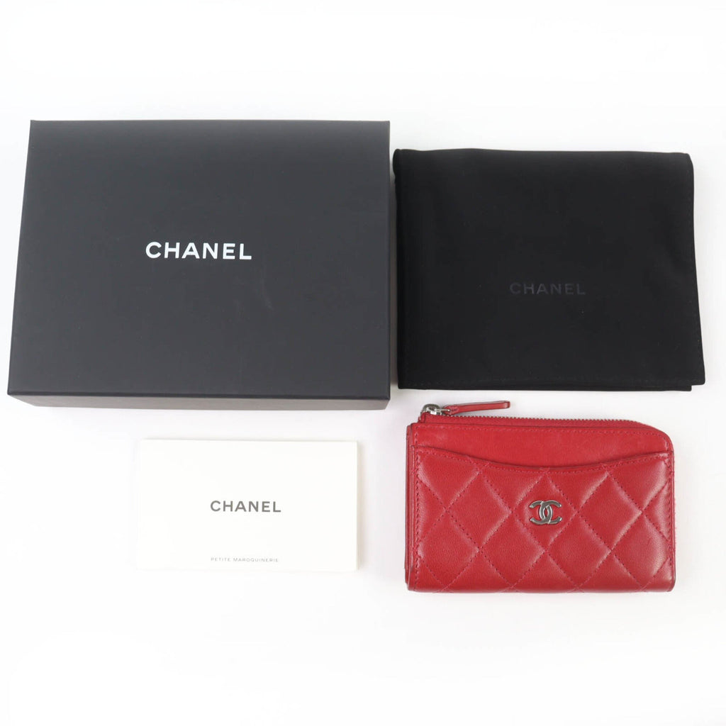 Chanel Matelasse Red Color Leather Coin Purse/Coin Case (Pre-Owned)