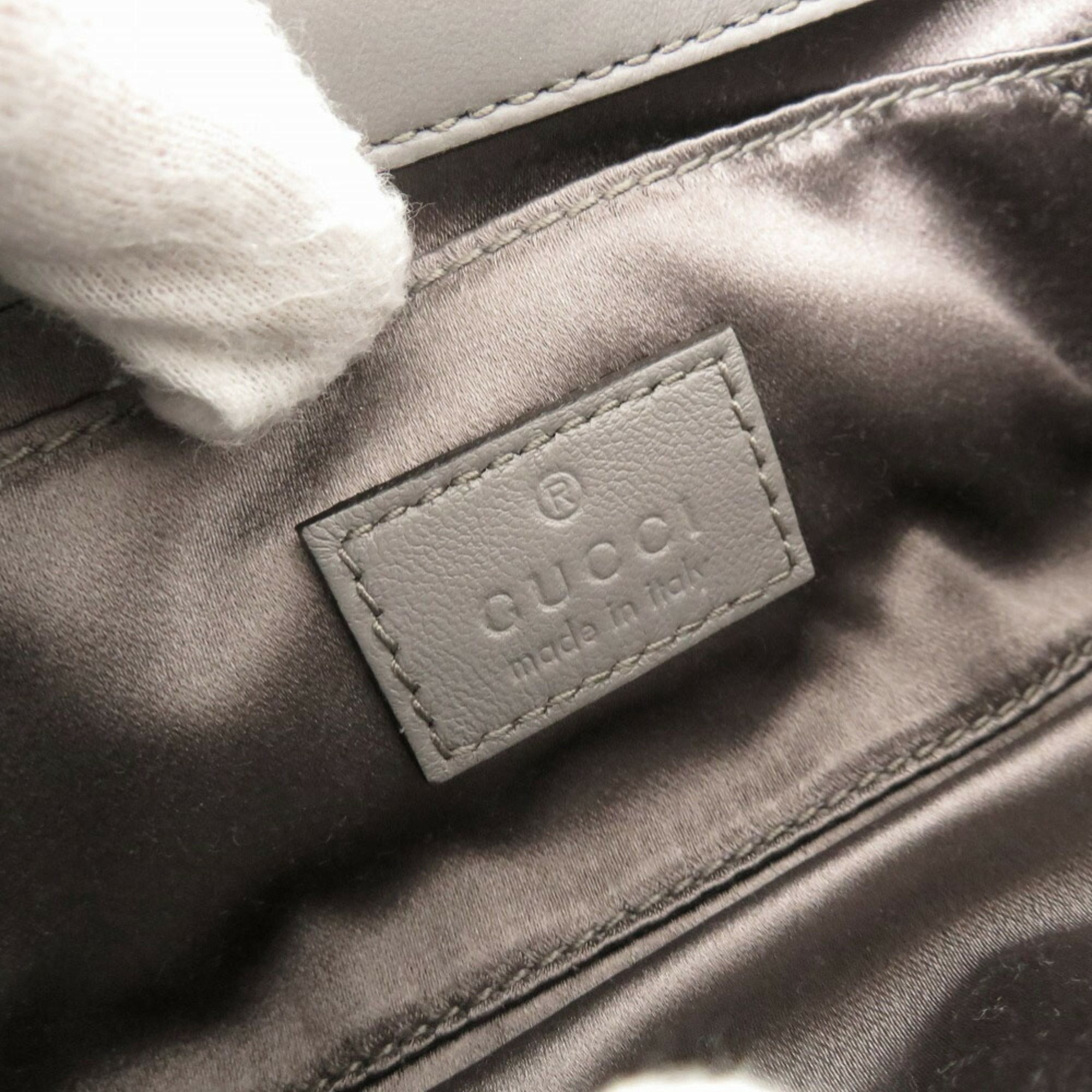 Gucci Gray Leather Shoulder Bag (Pre-Owned)
