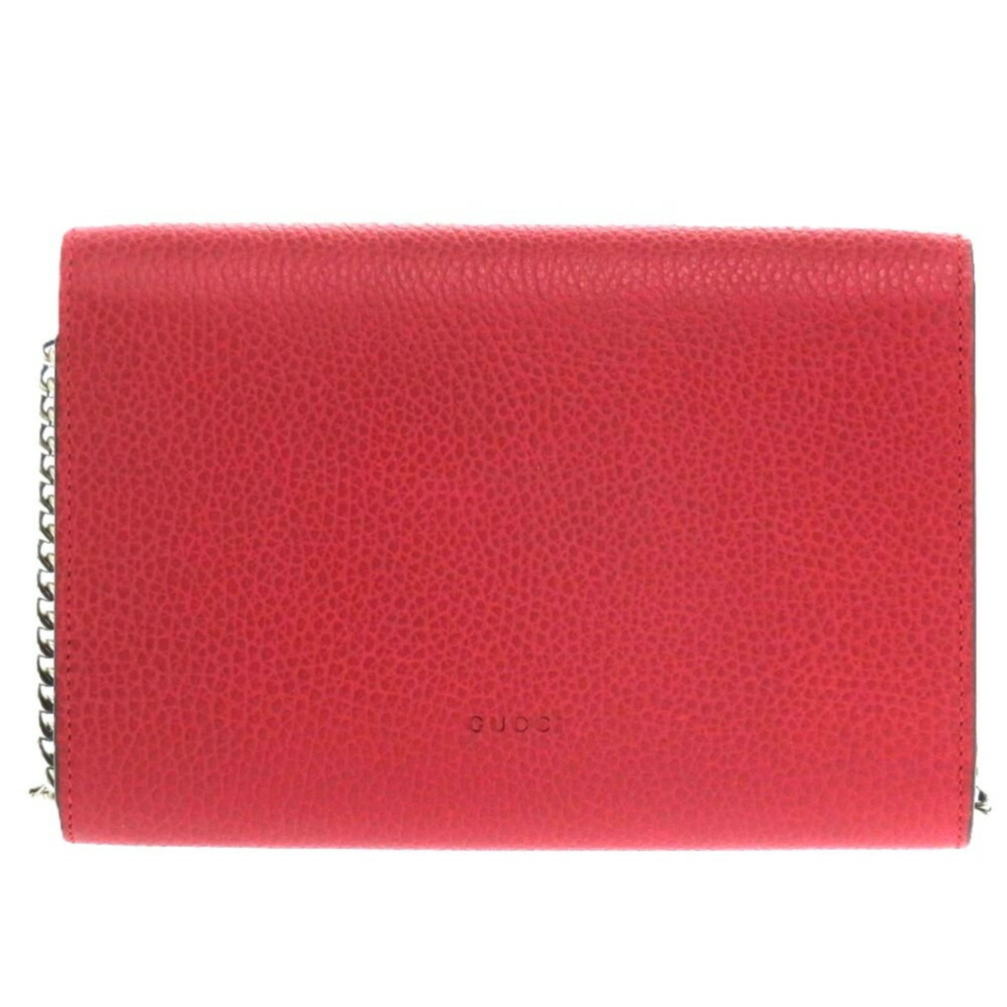 Gucci Red Color Leather Chain/Shoulder Wallet (Pre-Owned)