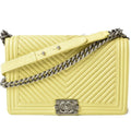 Chanel Yellow Leather Clutch Bag Shoulder Bag (Pre-Owned)