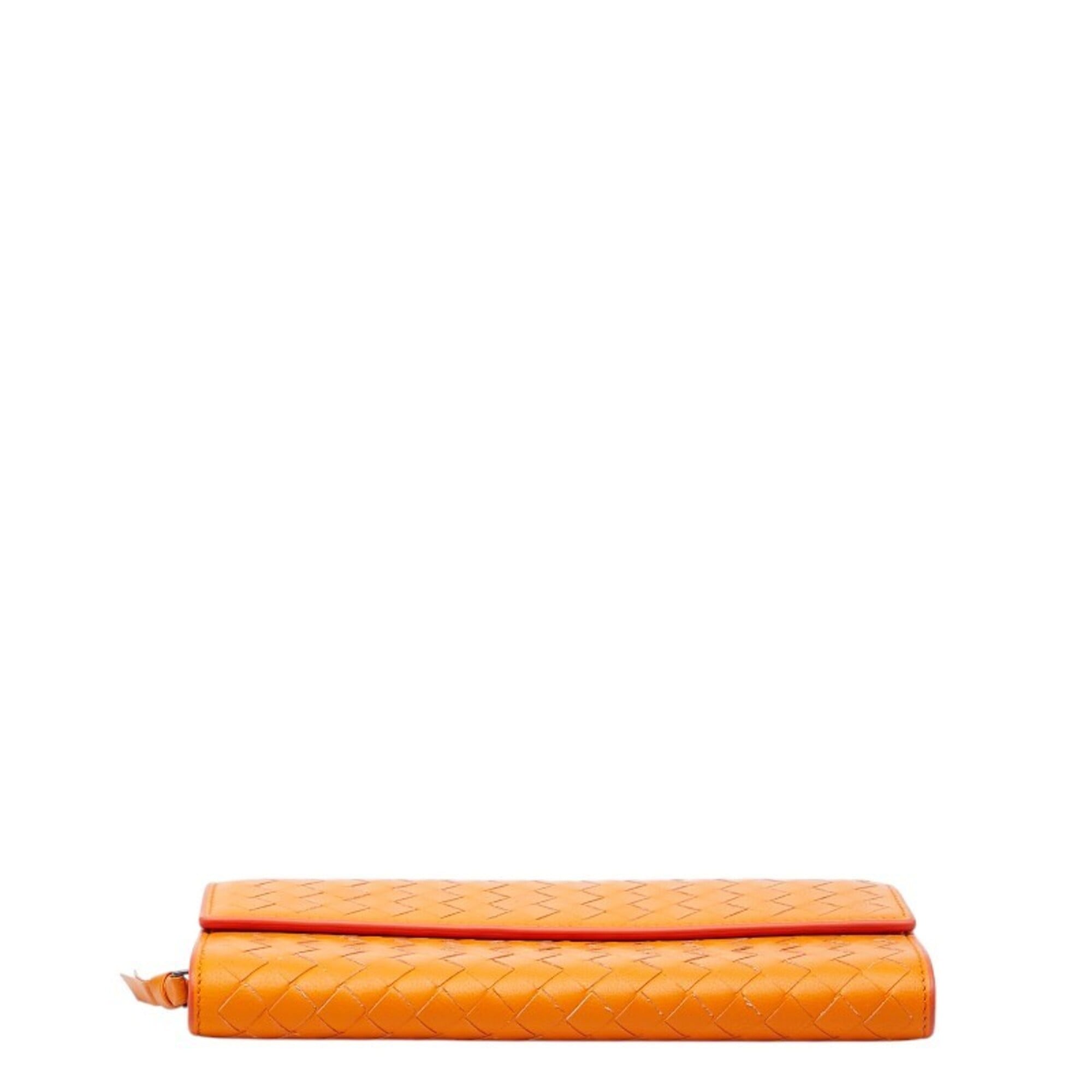 Bottega Veneta Orange Leather Long Wallet (Bi-Fold) (Pre-Owned)