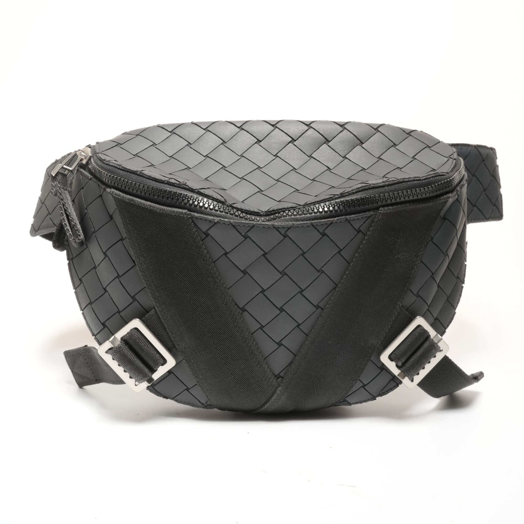 Bottega Veneta Intrecciato Black Rubber Shoulder Bag Sling Bag (Pre-Owned)