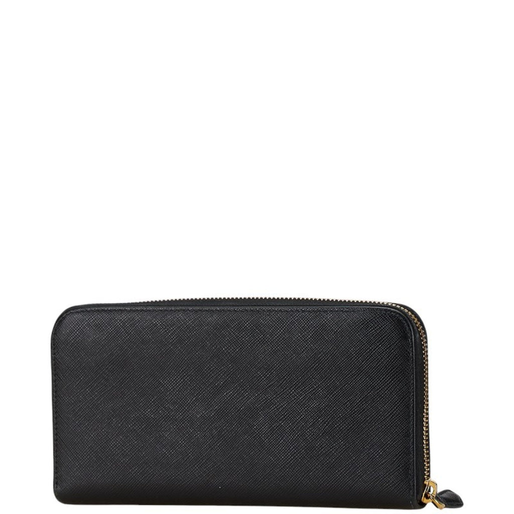 Prada Black Leather Long Wallet (Bi-Fold) (Pre-Owned)