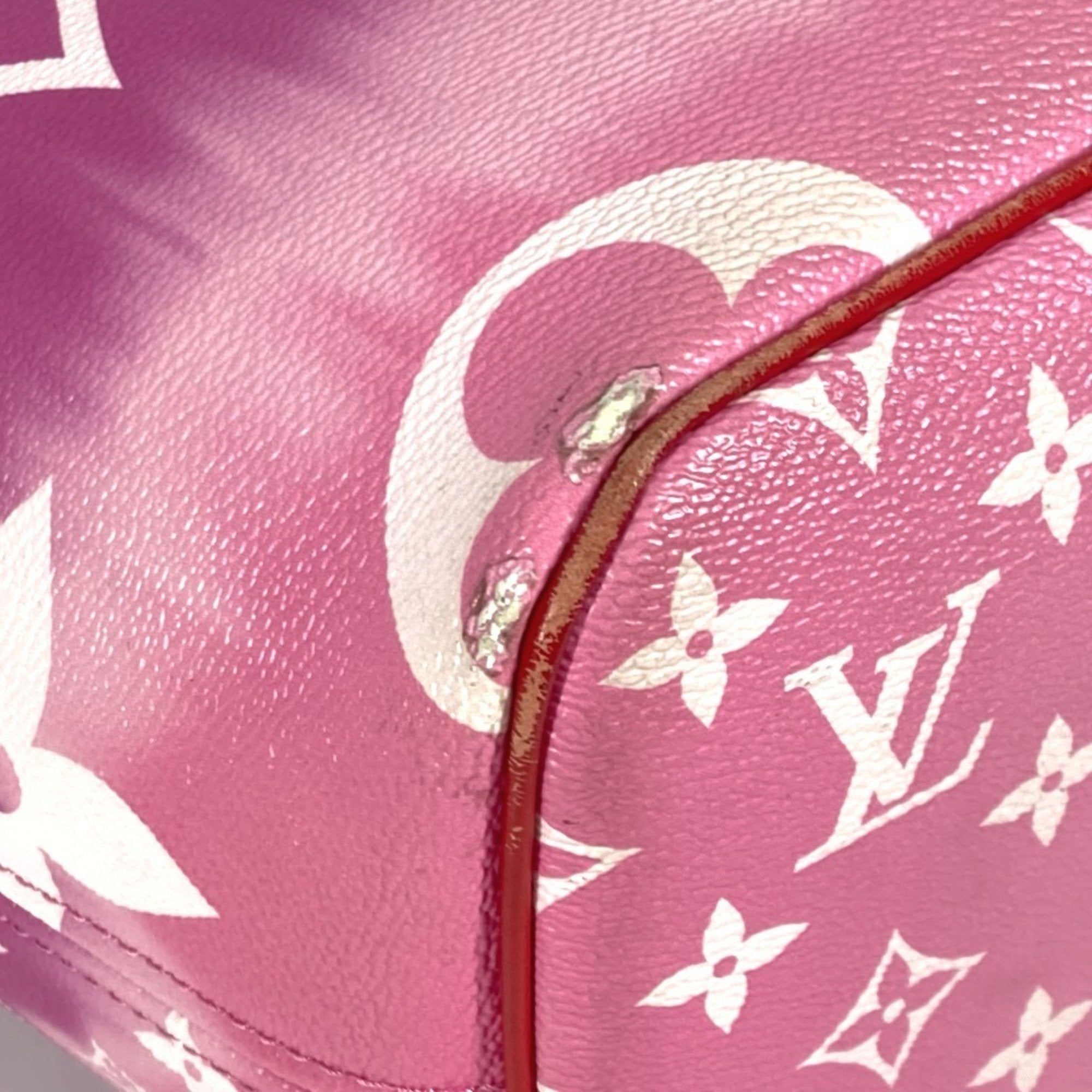 Louis Vuitton Pink Red Color Canvas Shoulder Bag Tote Bag (Pre-Owned)
