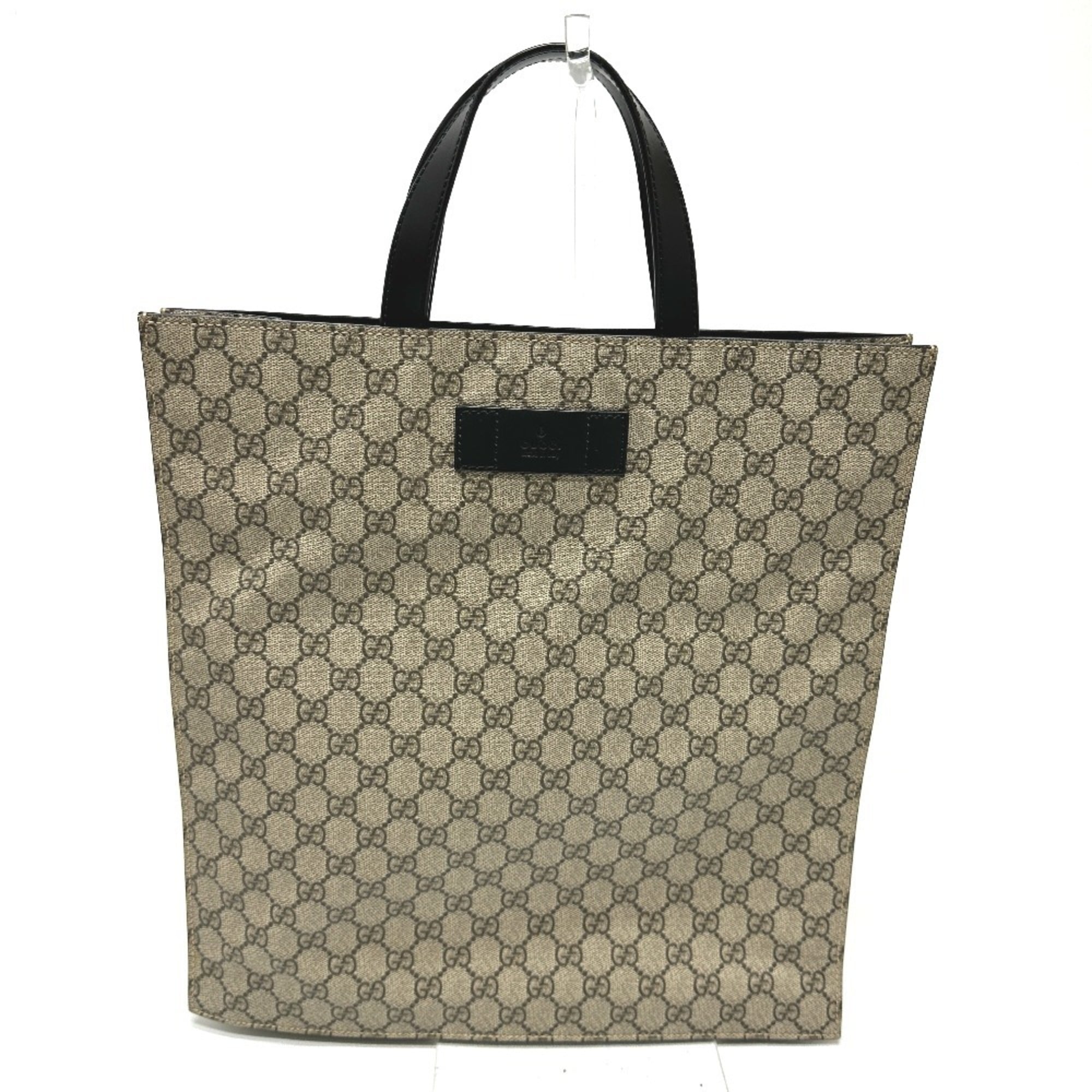 Gucci Beige Black Gg Supreme Handbag Tote Bag (Pre-Owned)