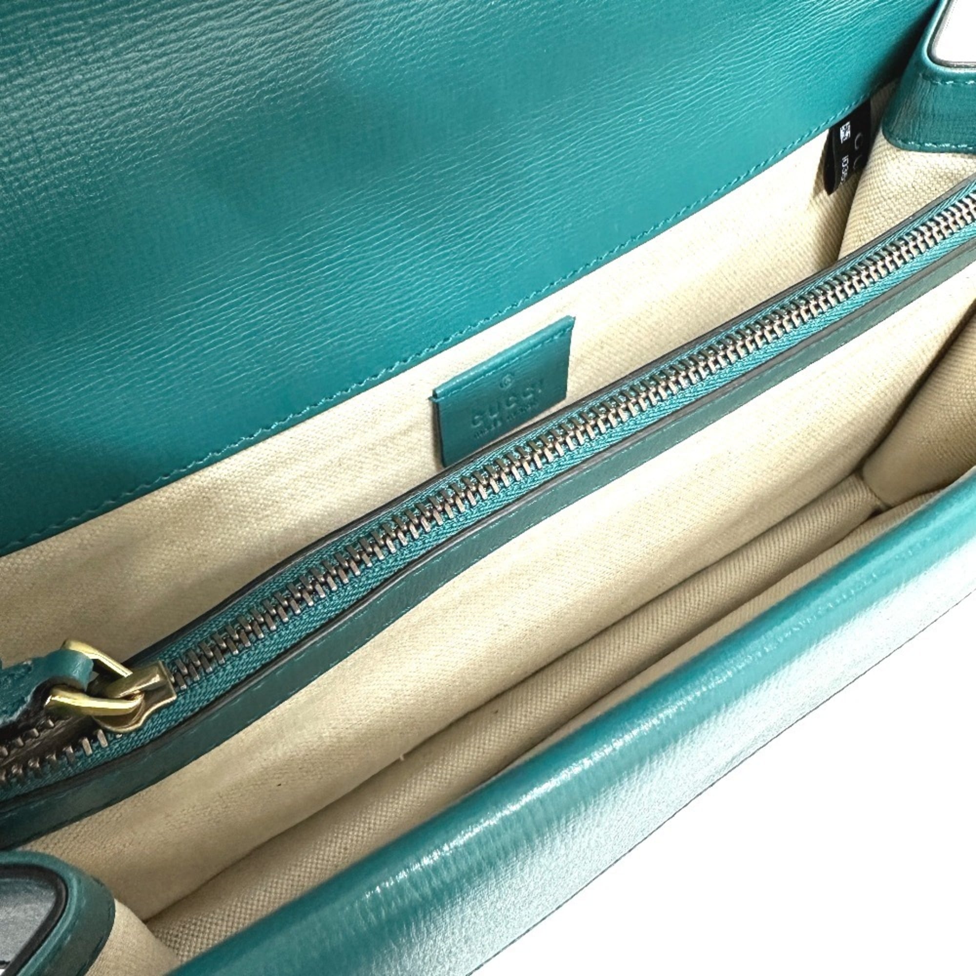 Gucci Blue Green Leather Shoulder Bag (Pre-Owned)