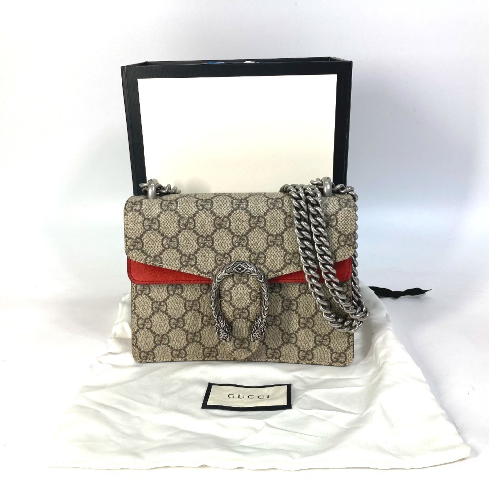 Gucci Beige Red Color Gg Supreme Shoulder Bag (Pre-Owned)