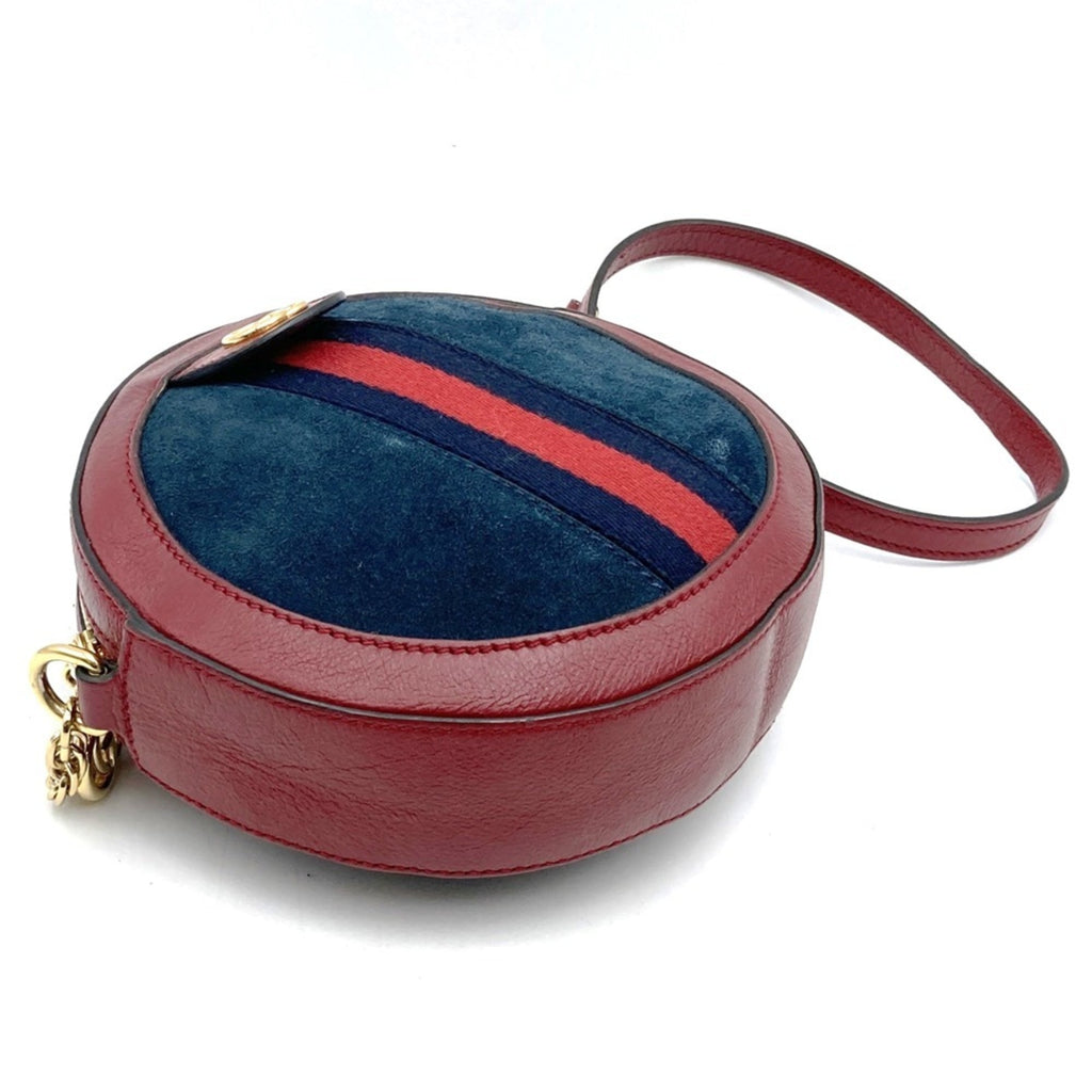 Gucci Gg Marmont Navy Red Color Suede Leather Shoulder Bag (Pre-Owned)