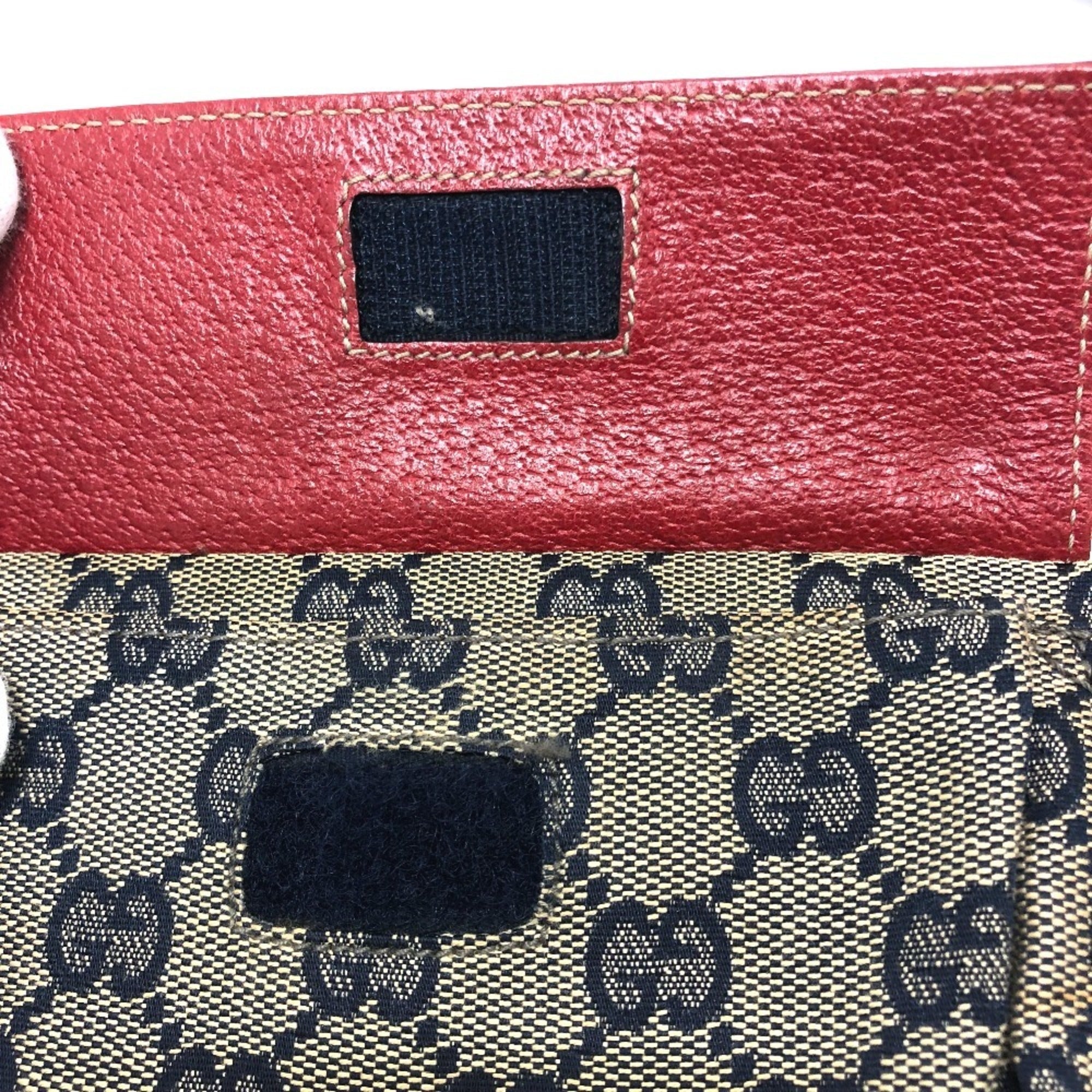 Gucci Red Color Gg Canvas Leather Fanny Pack Sling Bag (Pre-Owned)