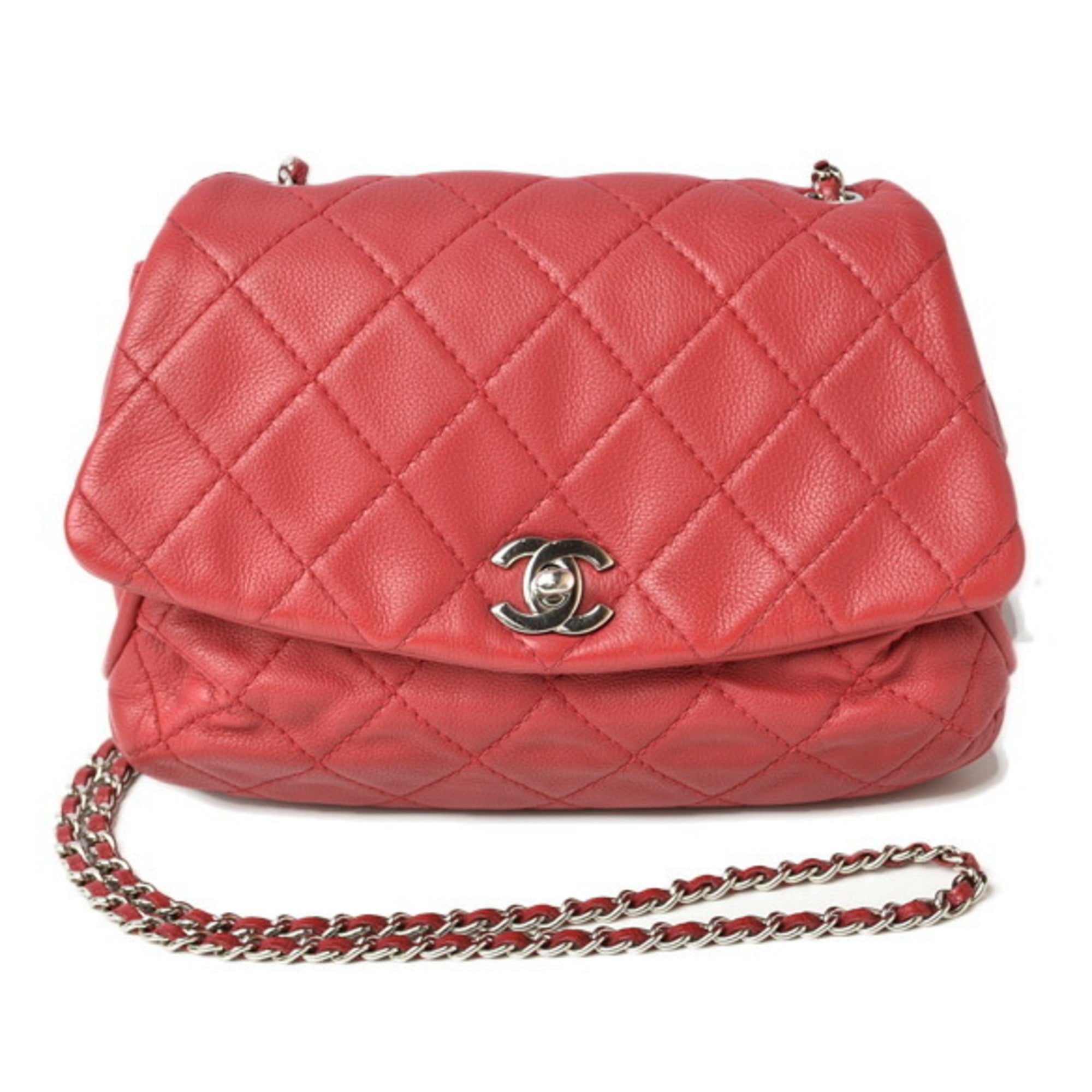 Chanel Red Color Leather Shoulder Bag (Pre-Owned)