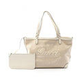Gucci Beige Canvas Leather Tote Bag (Pre-Owned)
