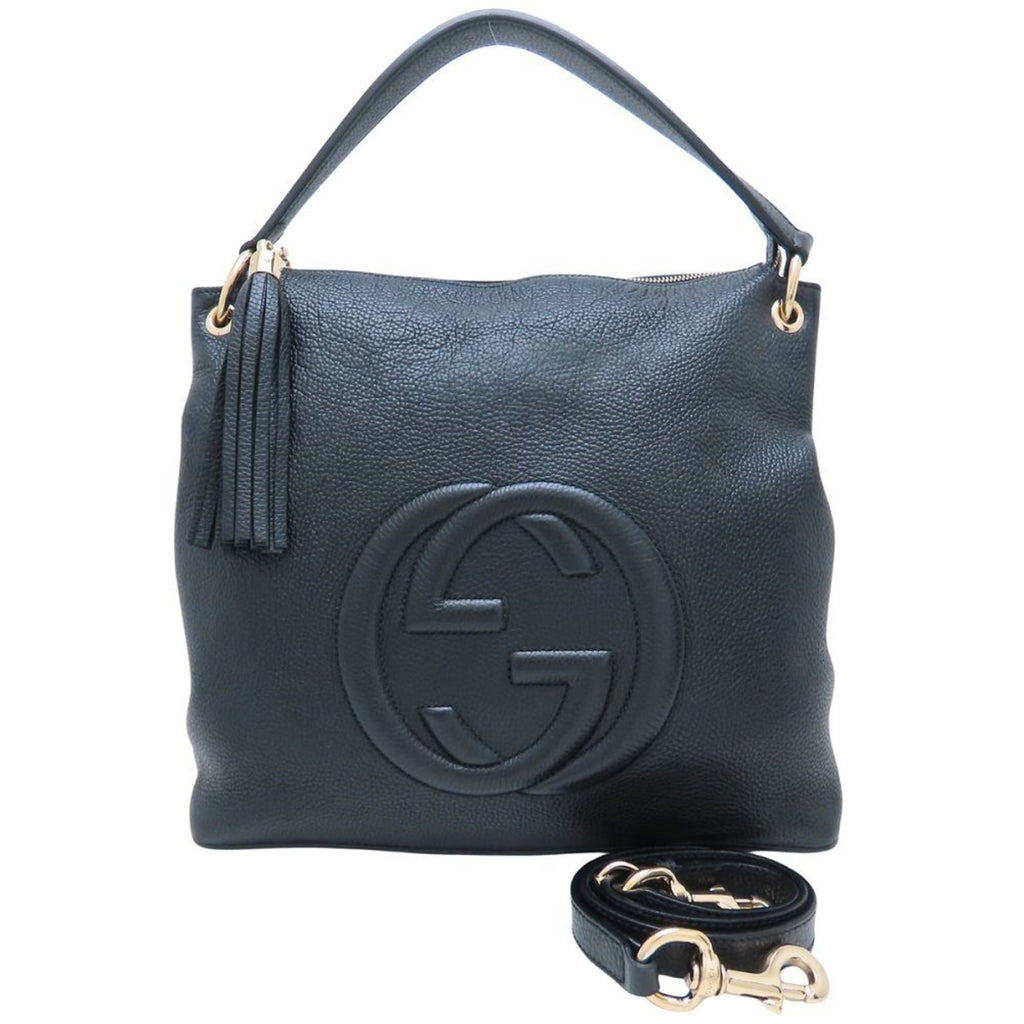 Gucci Soho Black Leather Shoulder Bag (Pre-Owned)