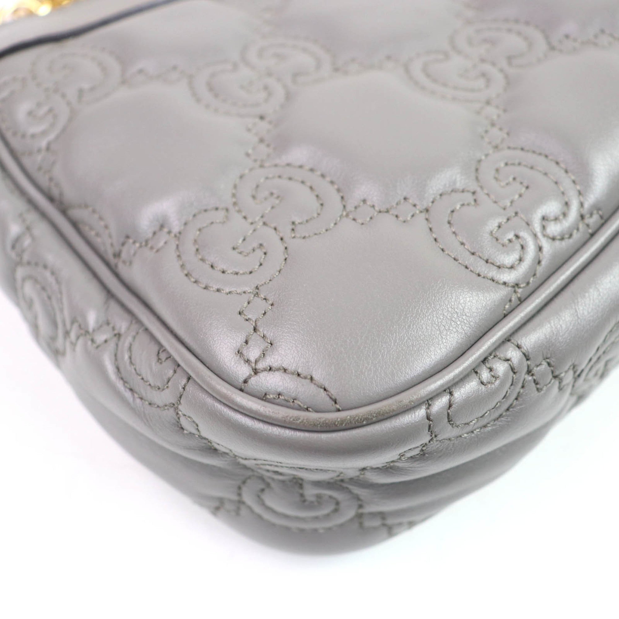 Gucci Gray Leather Handbag Shoulder Bag (Pre-Owned)