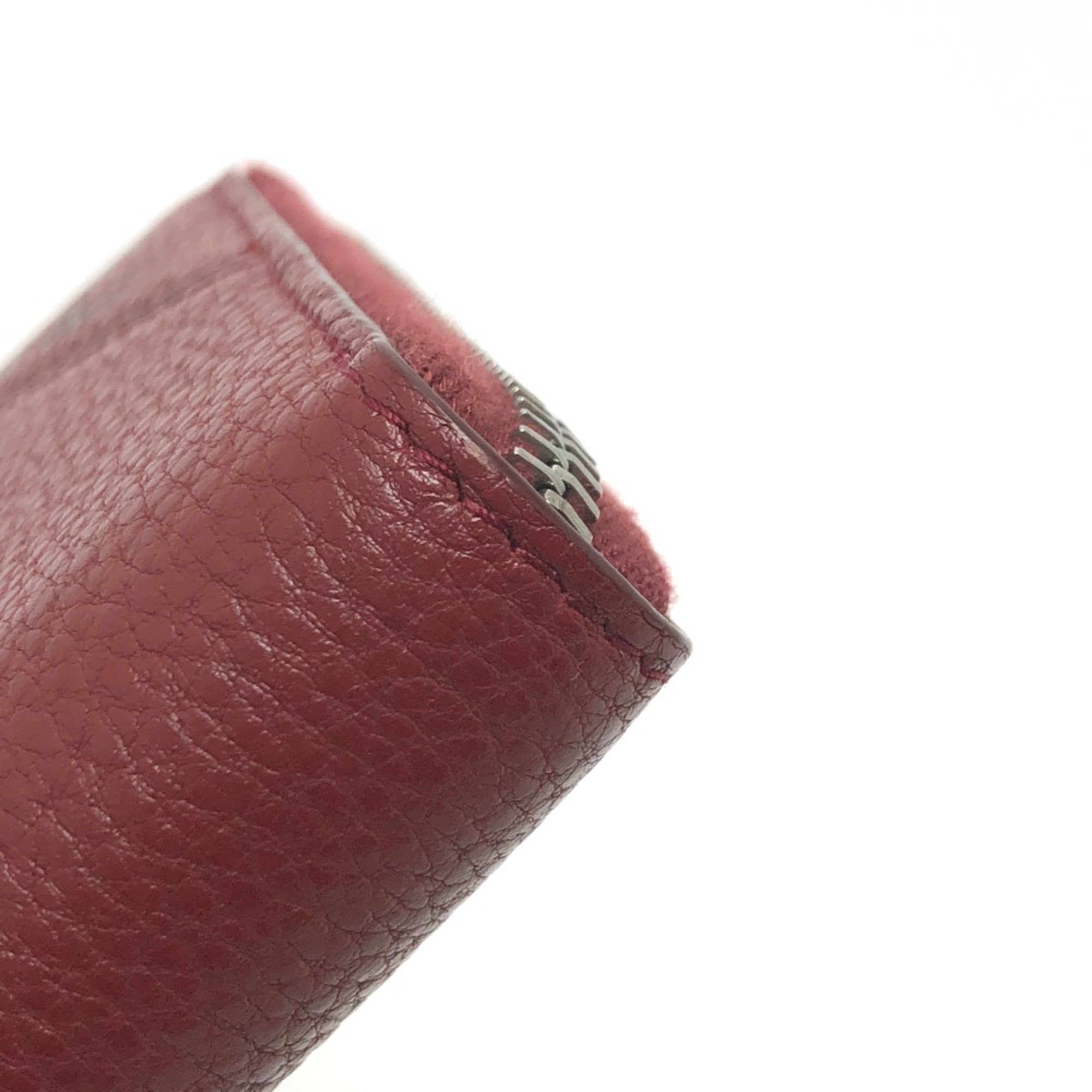 Prada Red Leather Long Wallet (Bi-Fold) (Pre-Owned)