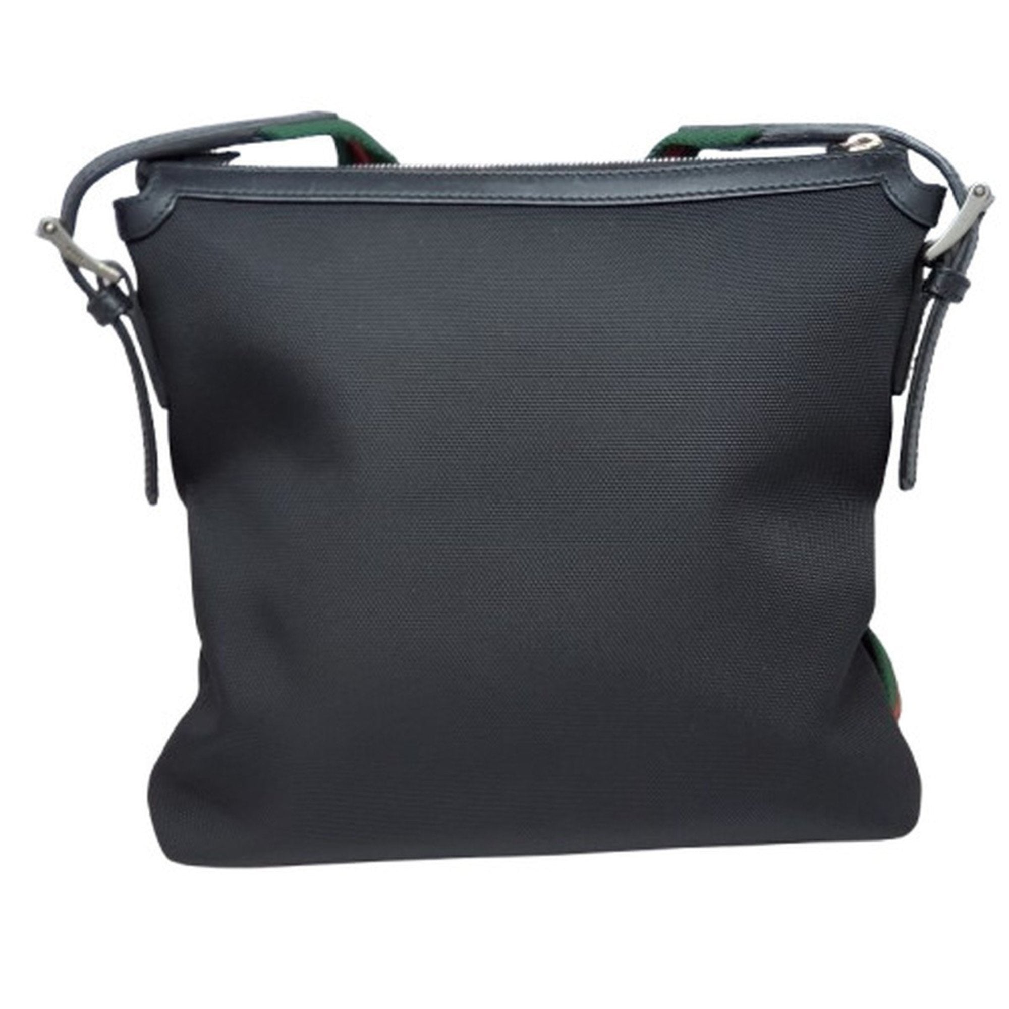 Gucci Sherry Line Black Canvas Leather Shoulder Bag (Pre-Owned)