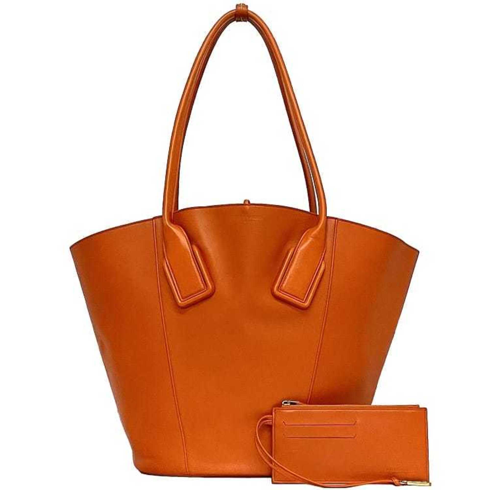 Bottega Veneta Orange Leather Basket Tote Bag (Pre-Owned)