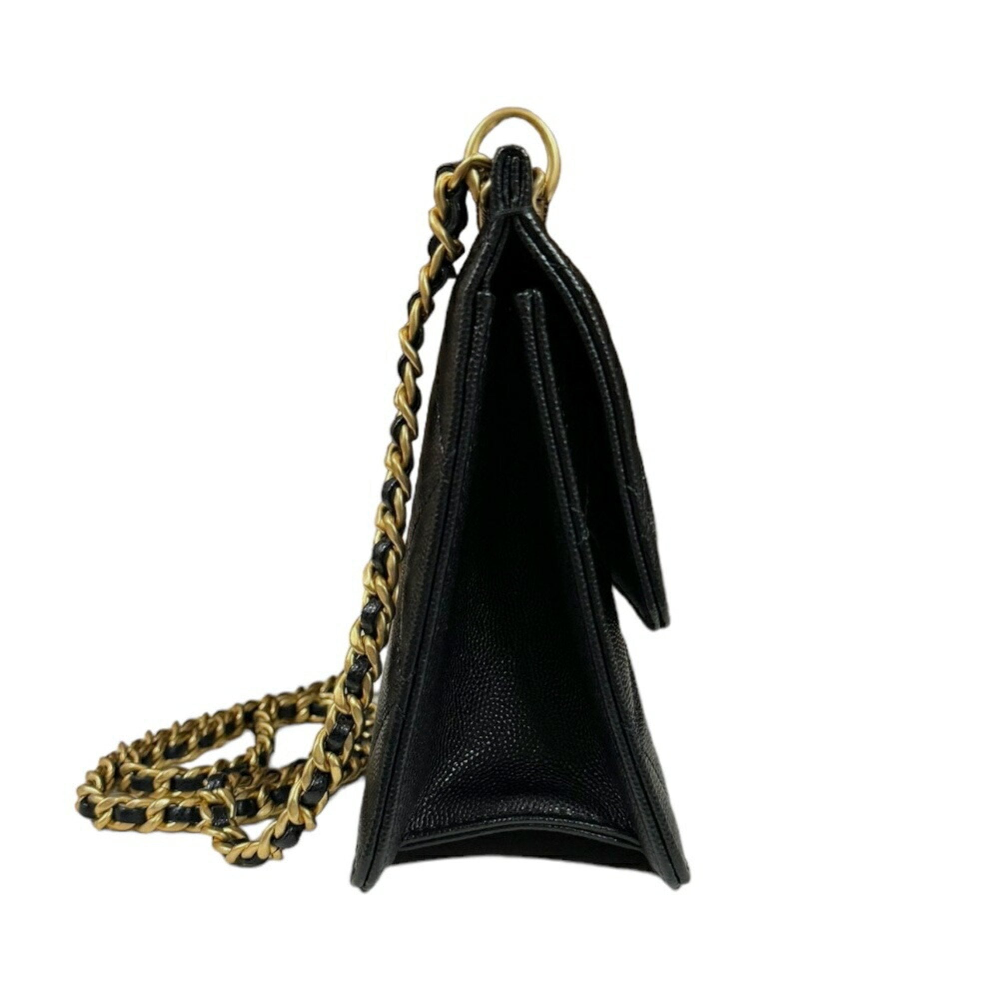 Chanel Black Caviar Leather Shoulder Bag (Pre-Owned)