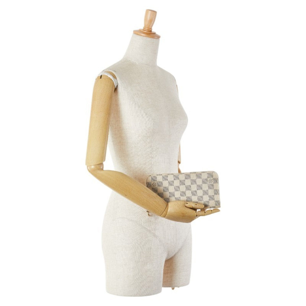 Louis Vuitton Damier Azur White Leather Long Wallet (Bi-Fold) (Pre-Owned)