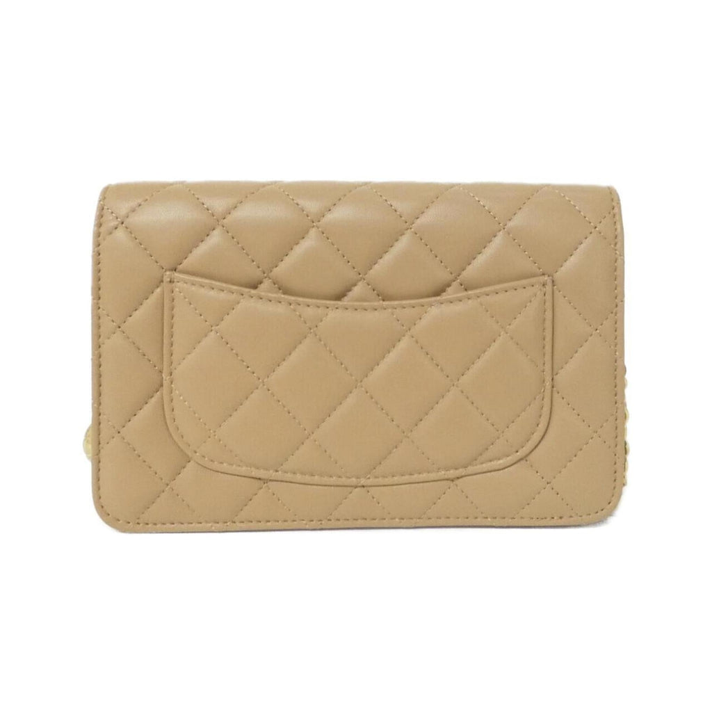 Chanel Beige Leather Chain/Shoulder Wallet (Pre-Owned)