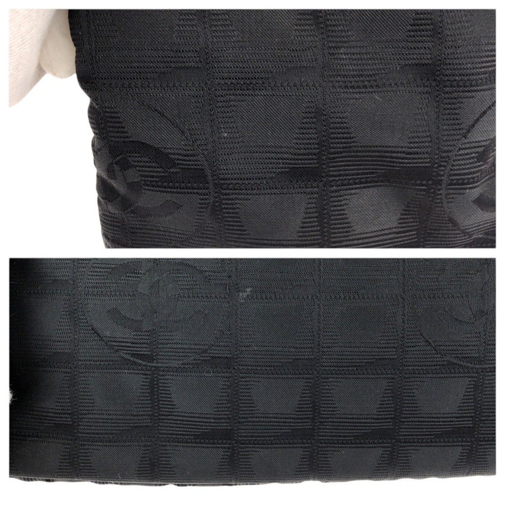 Chanel Black Nylon Leather Shoulder Bag Tote Bag (Pre-Owned)