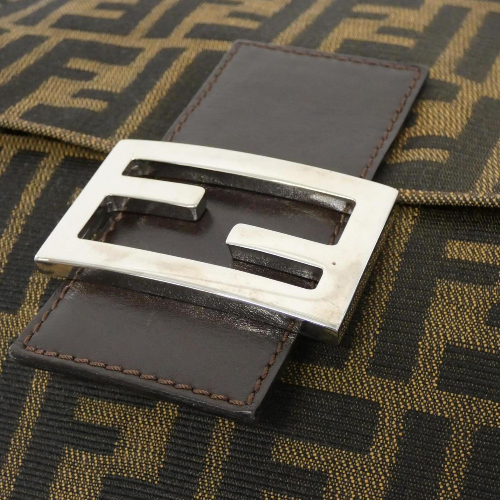 Fendi Baguette Brown Canvas Shoulder Bag (Pre-Owned)