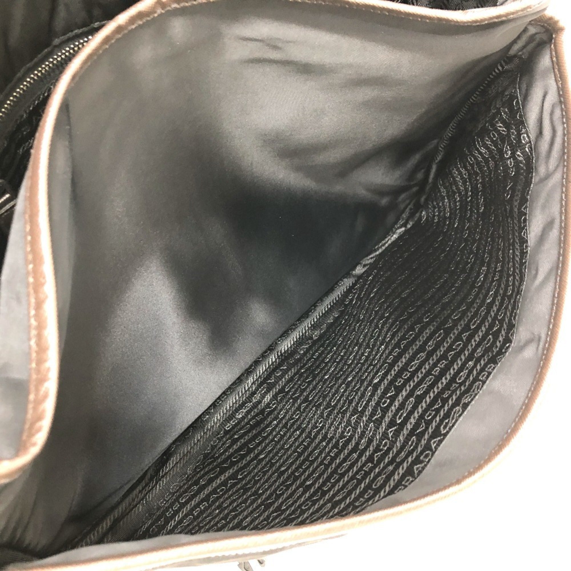 Prada Black Brown Nylon Messenger Bag Shoulder Bag (Pre-Owned)