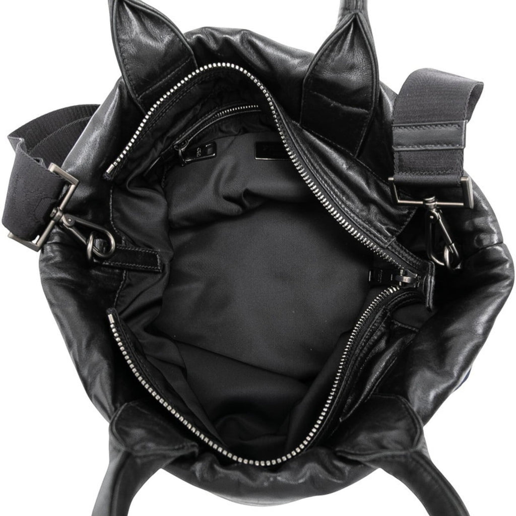 Prada Black Navy Nylon Leather Handbag Shoulder Bag (Pre-Owned)