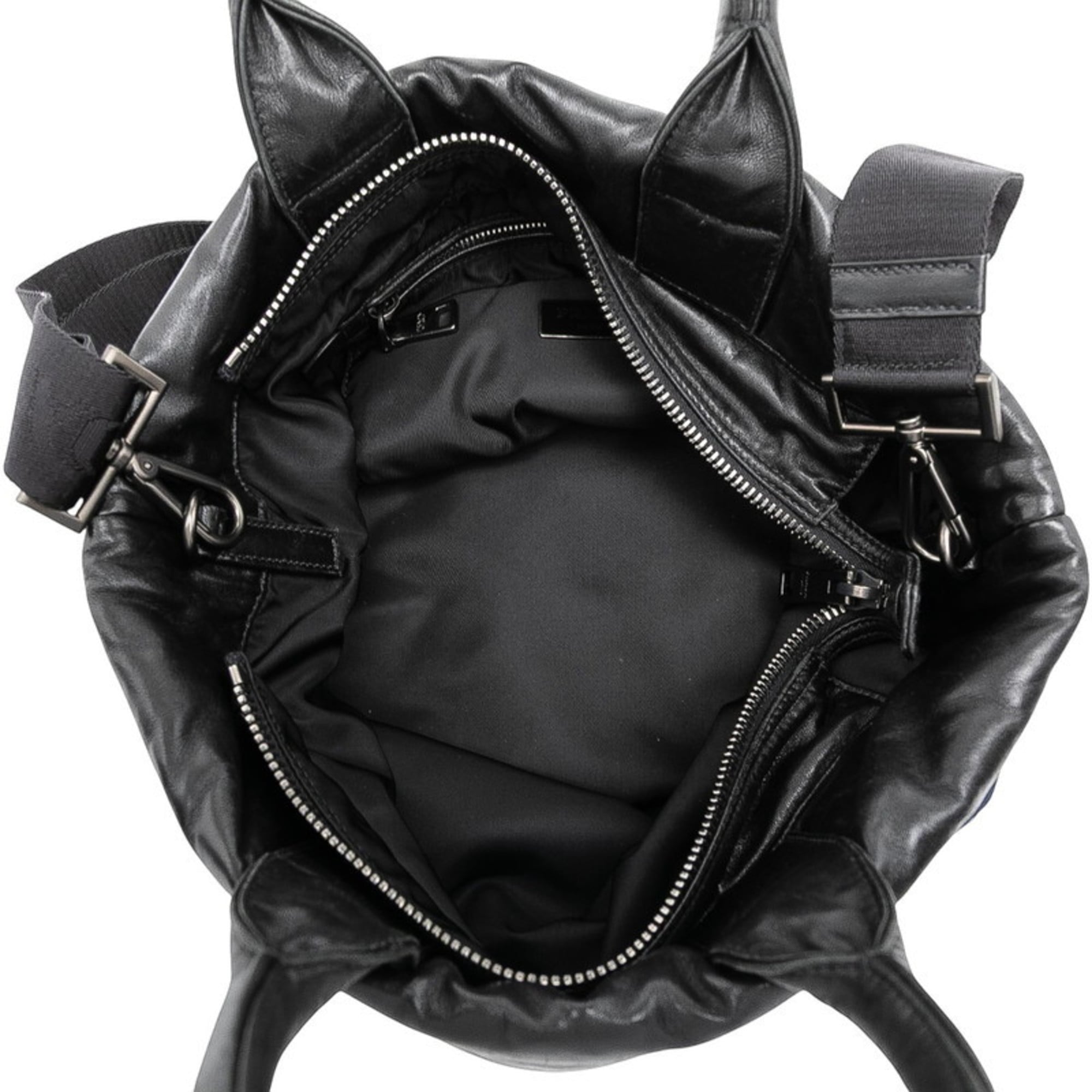 Prada Black Navy Nylon Leather Handbag Shoulder Bag (Pre-Owned)