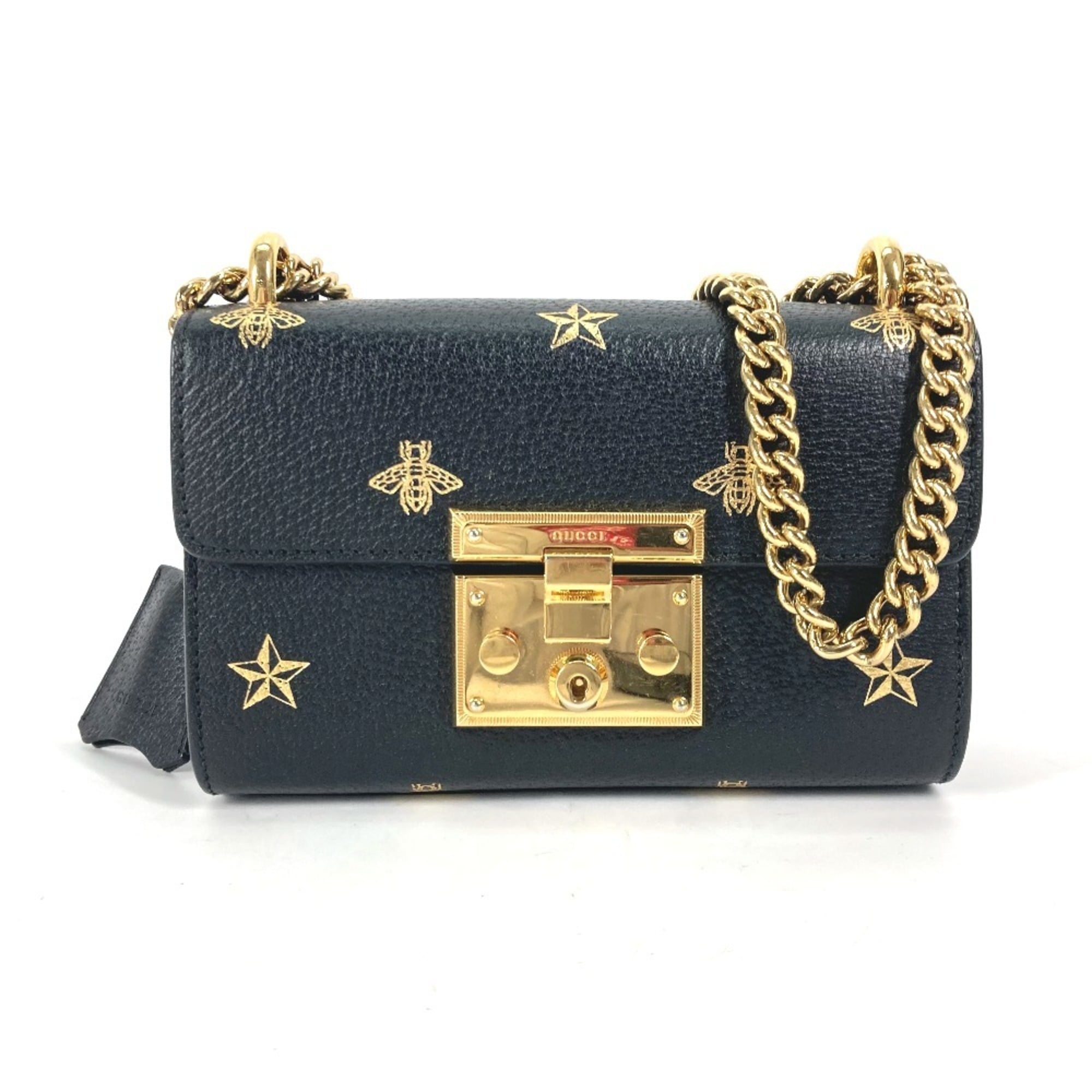 Gucci Black Gold Leather Pochette Shoulder Bag (Pre-Owned)