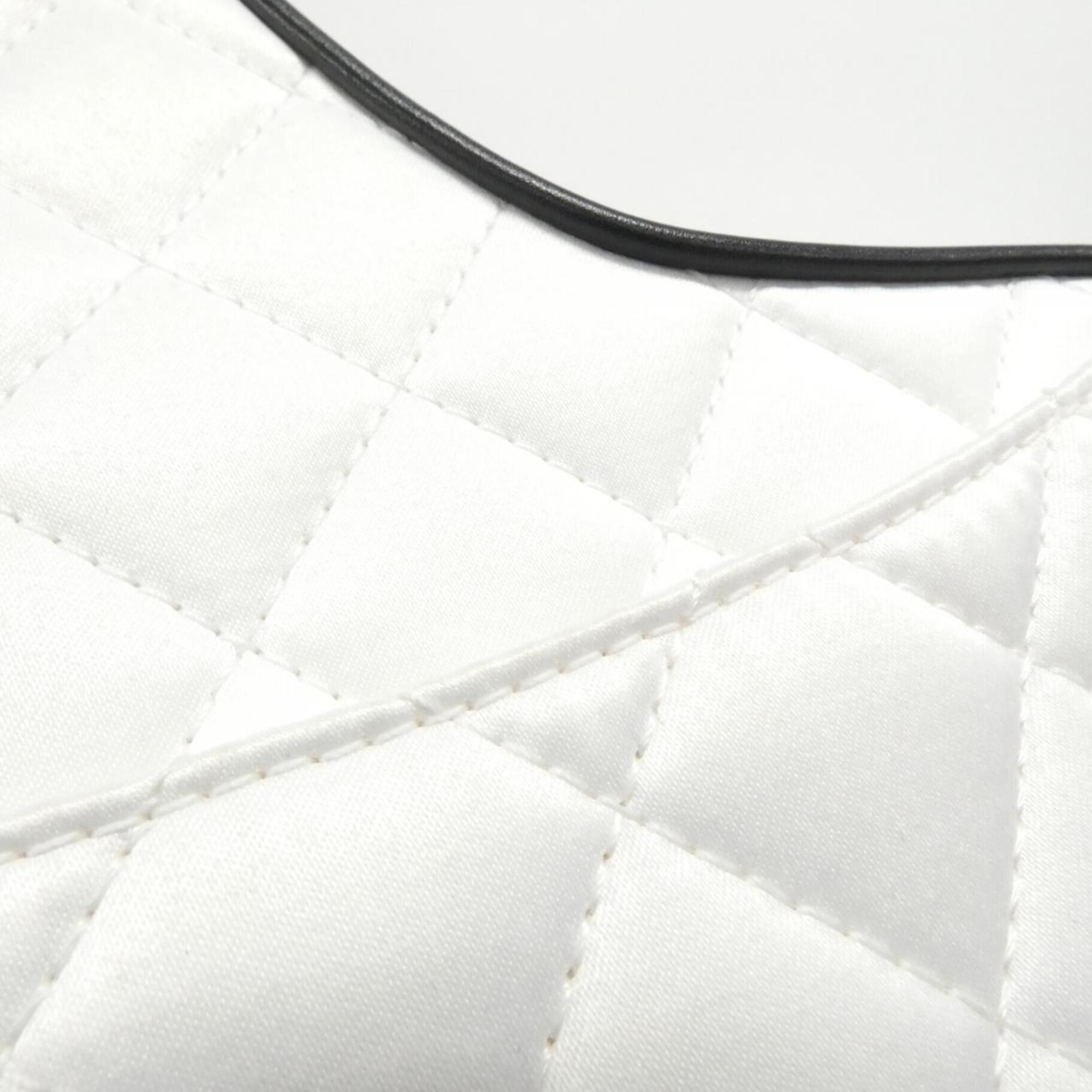 Chanel Black White Satin Shoulder Bag (Pre-Owned)
