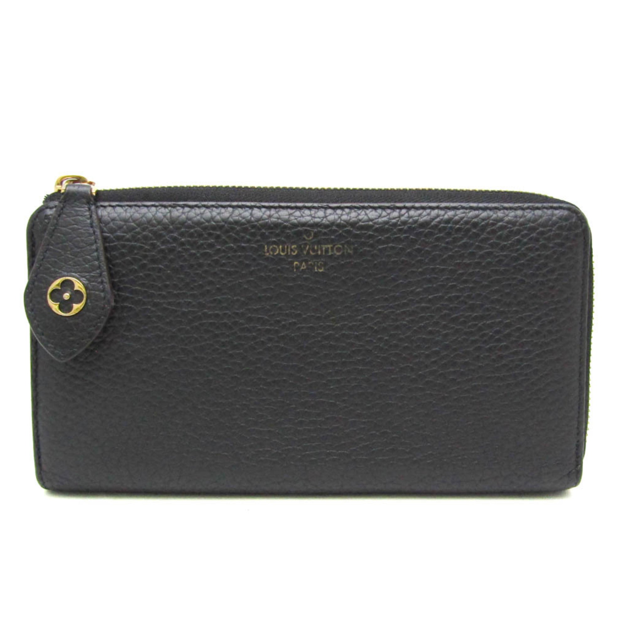 Louis Vuitton Taurillon Noir Leather Long Wallet (Bi-Fold) (Pre-Owned)